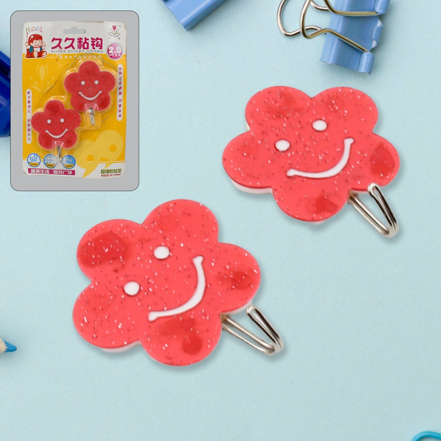 Multipurpose Strong Hook Self-Adhesive hooks for wall Heavy Duty Hook, Sticky Hook Household For Home, Decorative Hooks, Bathroom & All Type Wall Use Hook, Suitable for Bathroom, Kitchen, Office