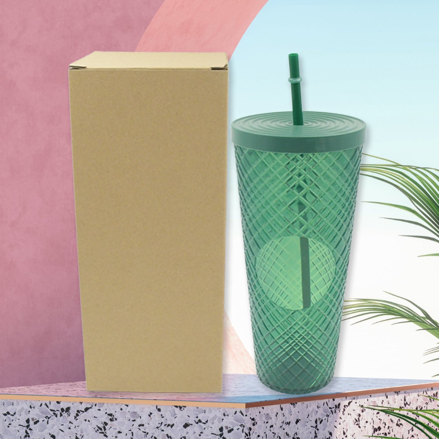 7249 Cup with Straw & LED Lighting Reusable Matte Studded Tumbler with Leak Proof Lid Water Cup Travel Mug Coffee Ice Water Bottle Double Walled Insulated Tumbler BPA Free (1 Pc)