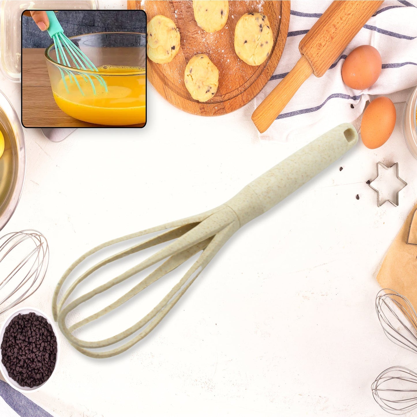 Plastic Kitchen Accessories Whisk , Pasta Spoon & Soup Spoon Heat Resistant Non Stick Spoons Kitchen Cookware Items (1 Pc )