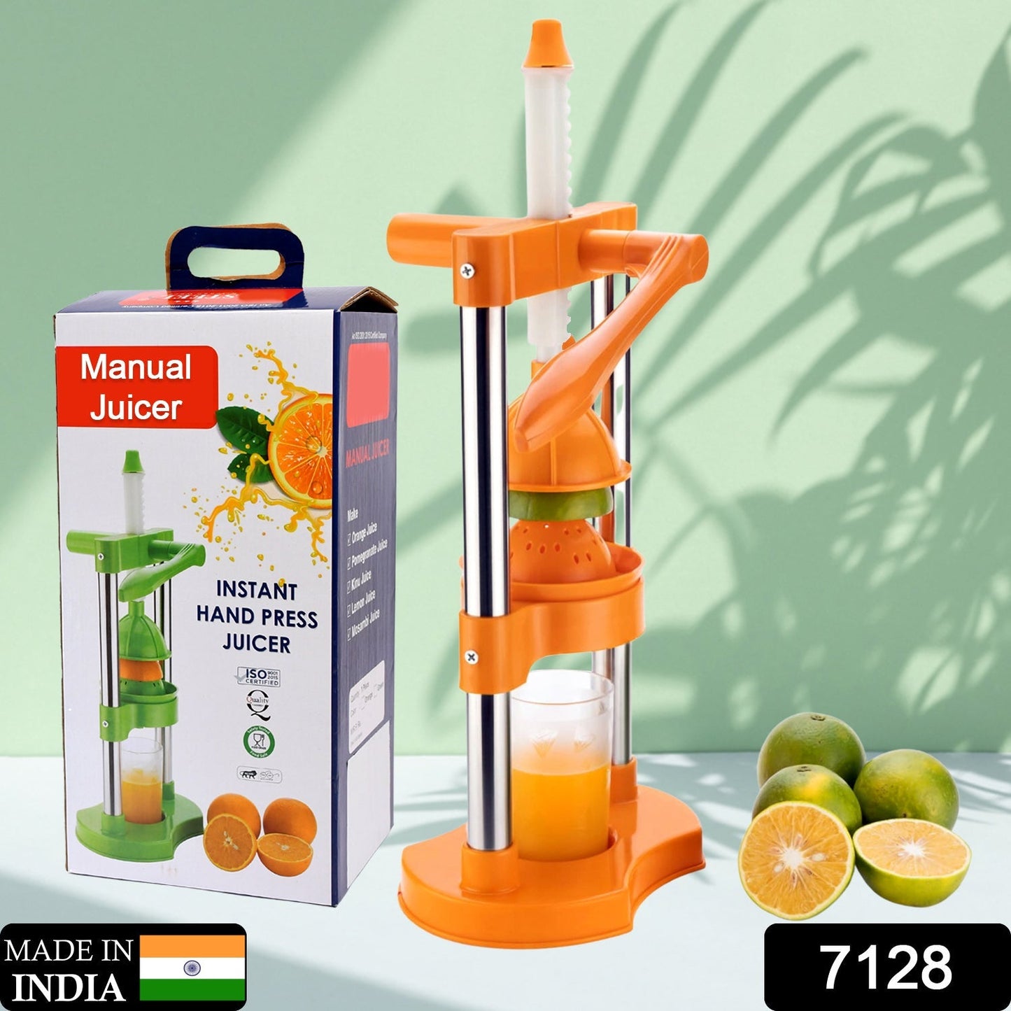 7128 Hand Pressure Juicer With Glass Manual Cold Press Juice Machine Instant Make Juice Squeezer, Fruits Juicer, Juice Maker, Orange Juice Extractor For Fruits & Vegetables, Orange