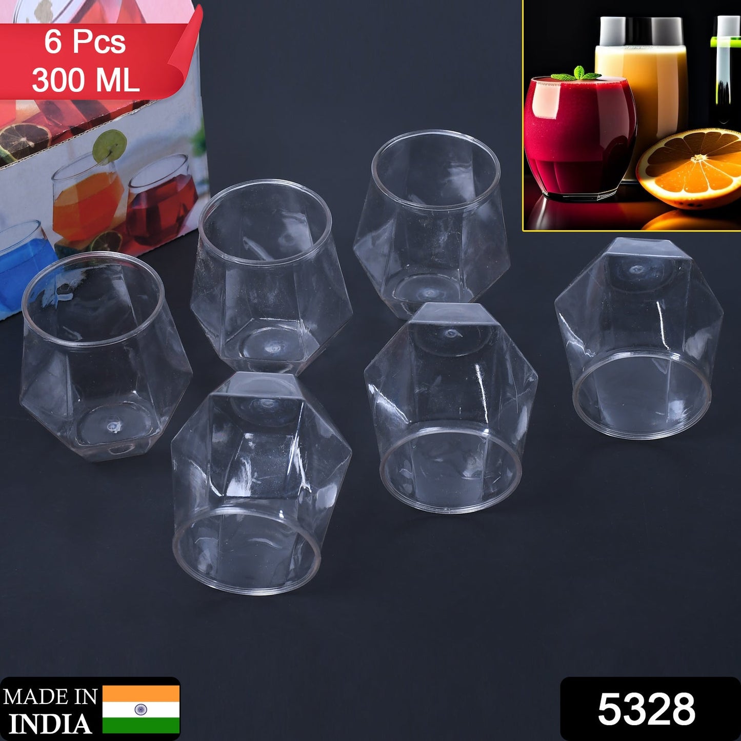 5328 Premium Transparent Pilsner Glasses | Beer Juice Mocktail Lassi Glasses for Better Head Retention, Aroma and Flavor | Crystal Plastic Glass
