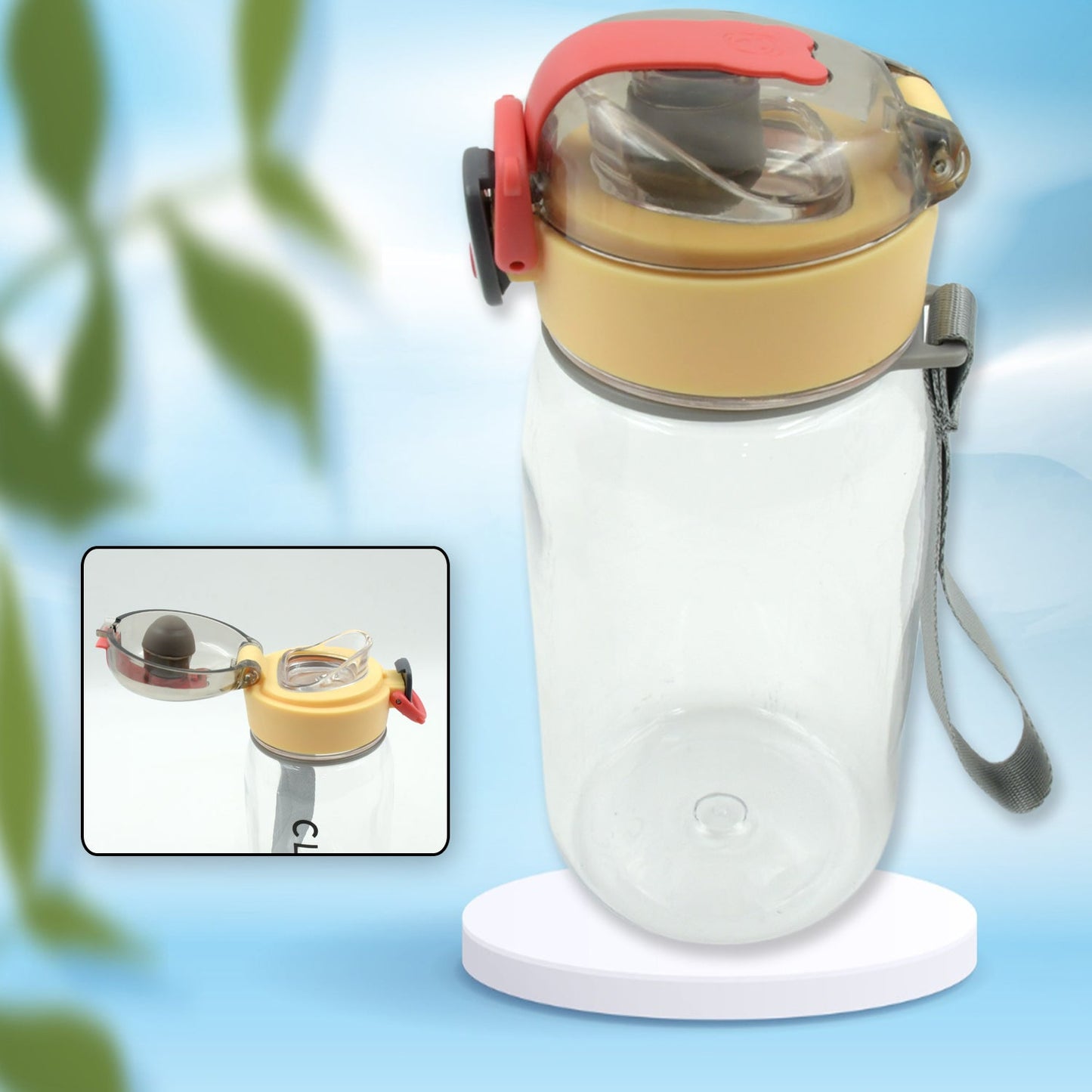 Outdoor Sport Plastic water bottle 350ml leak proof BPA-free for travel cold and hot water Plastic water bottle with daily water intake for gym and children, Home, Travel, Office Use (350ml)