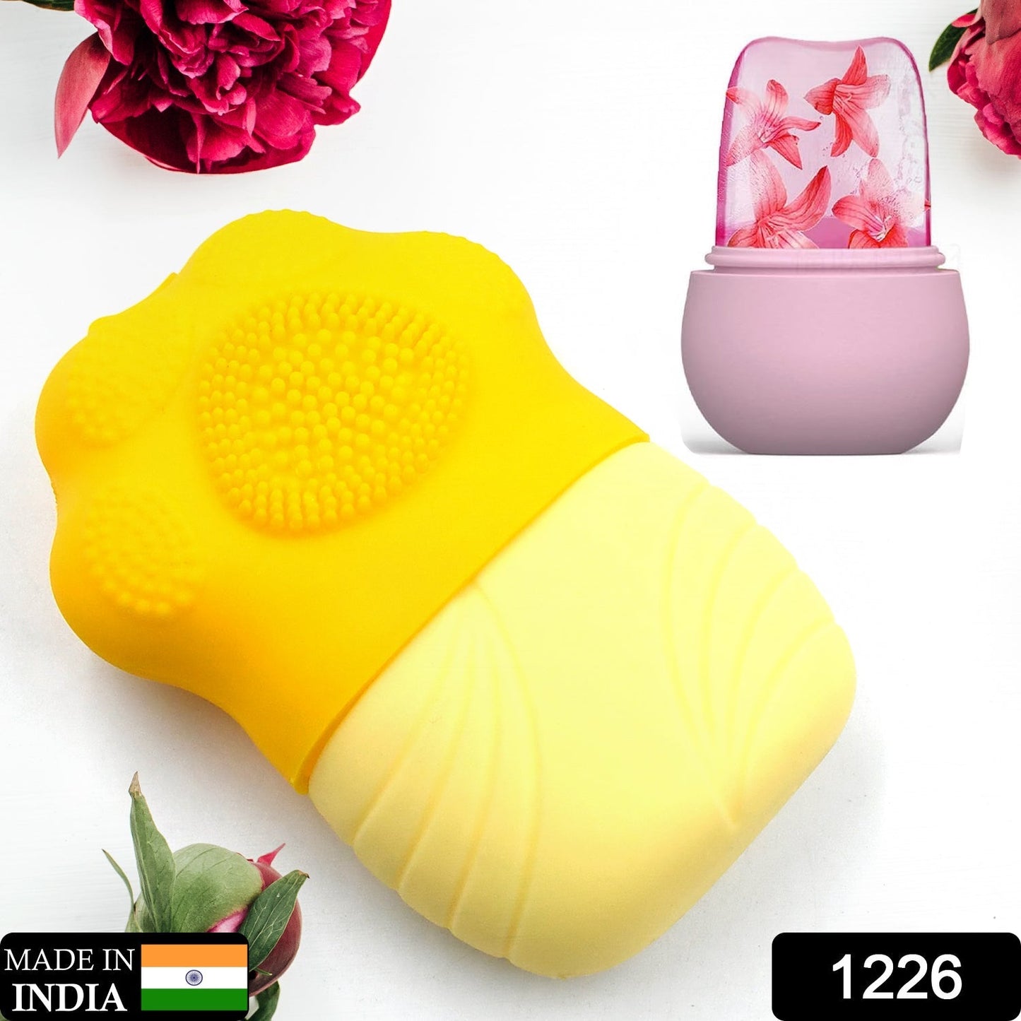 1226 Non Slip Silicone Face Ice Cubes Easy Grip New Unique Shape ice Roller Base Reusable for Beauty ( 1 pc )