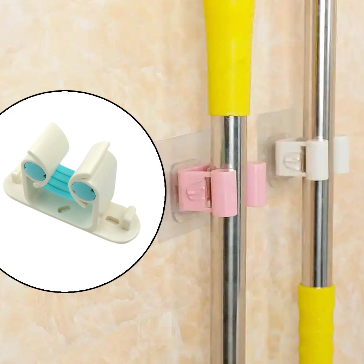 7446 Multifunctional Holder With 4 Screw Wall Mounted Broom Organizer Cleaning Tools Holder Hanger, Hanging Hook for Bathroom Kitchen, Multi Function Holder Garage Clip Bike Hanger Wall Mount Set (1 Pc)