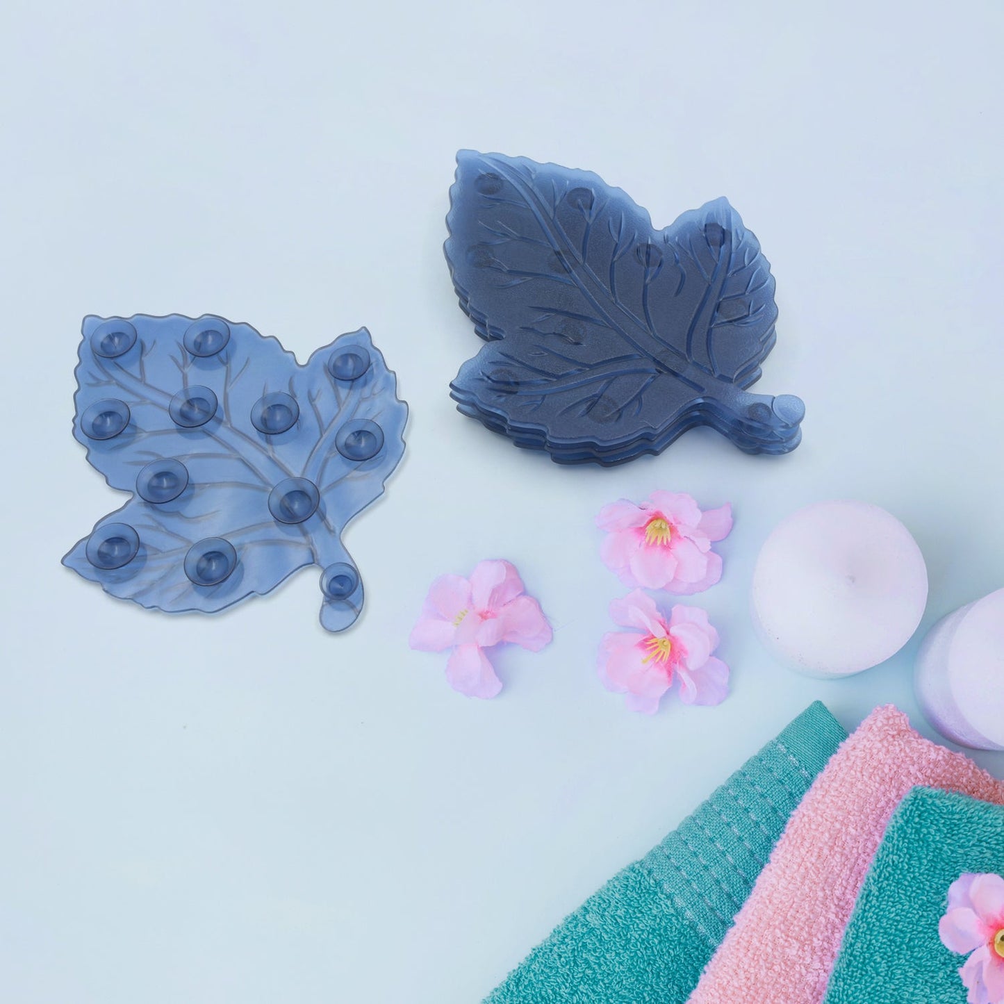 Mini Pvc Anti-Slip Bat Mat Non Slip Baby Bath Mats, Mini Child Safety Anti Slip Shower Mats Star,& Leaf Shaped for Kids (4 pc Set)