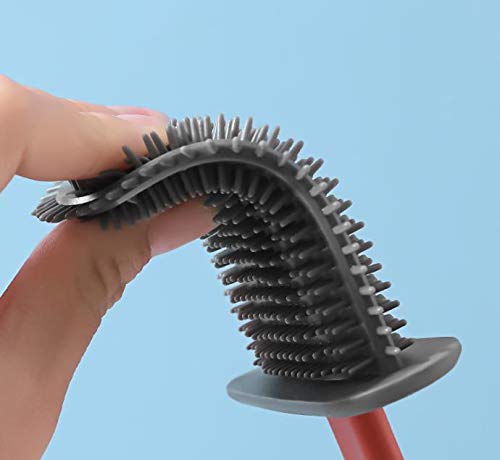 1410 Silicone Toilet Brush with Holder Stand for Bathroom Cleaning
