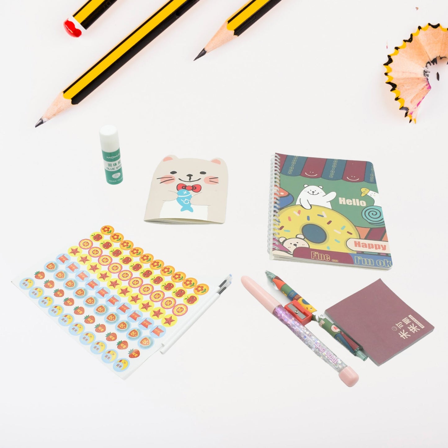 Cartoon Stationery Box Cartoon Design School Box Book , diary , Pen , Eraser, Sharpner , Sticker & Pen Refill Student Gift School box (1 box)