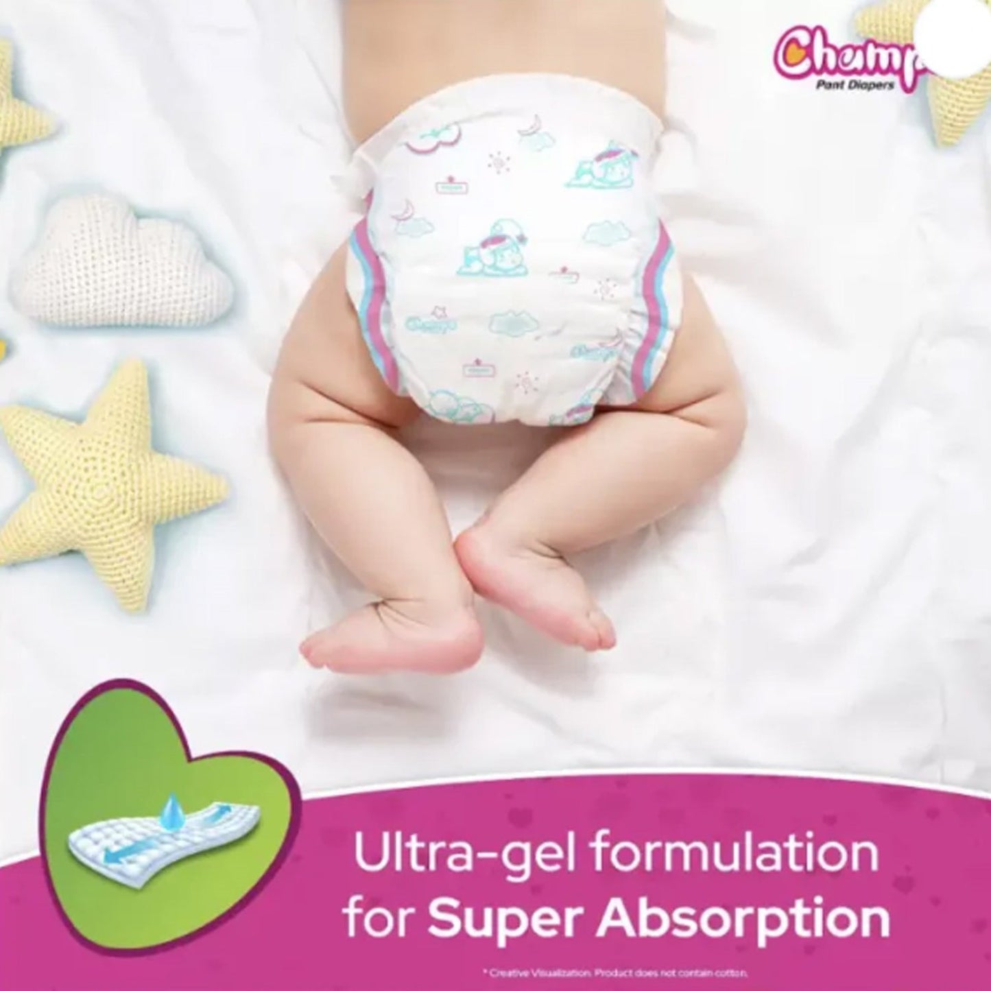 0974 Large Champs Dry Pants Style Diaper - Large (10 pcs) Best for Travel Absorption, Champs Baby Diapers, Champs Soft and Dry Baby Diaper Pants (L,10 Pcs )
