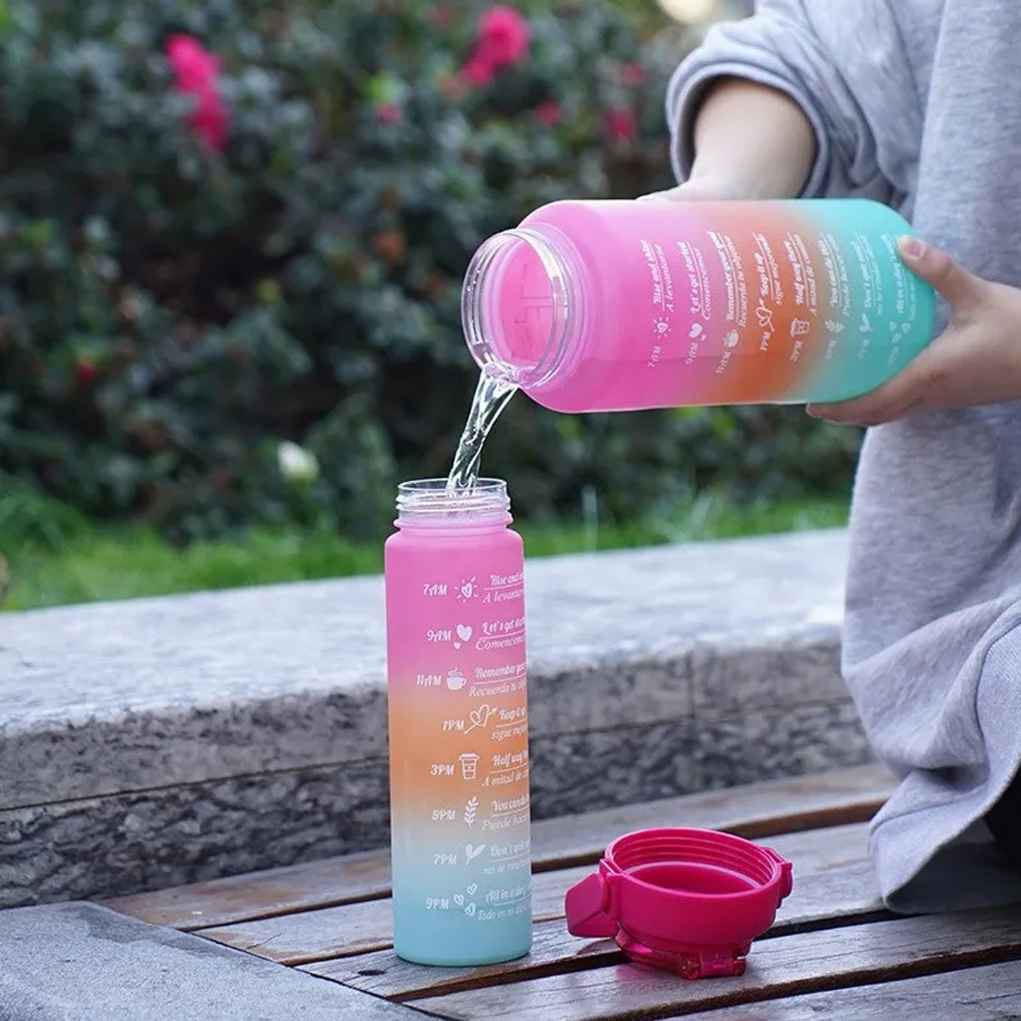 0286 Plastic Water Bottle 2 pc Different Size Bottle High Quality Water Bottle Plastic Water Bottle BPA-Free & Leak-Proof! Cartoon Printed Design for Kids' School, For Fridge, Office, Sports, School, Gym, Yoga (2 Pc Set)