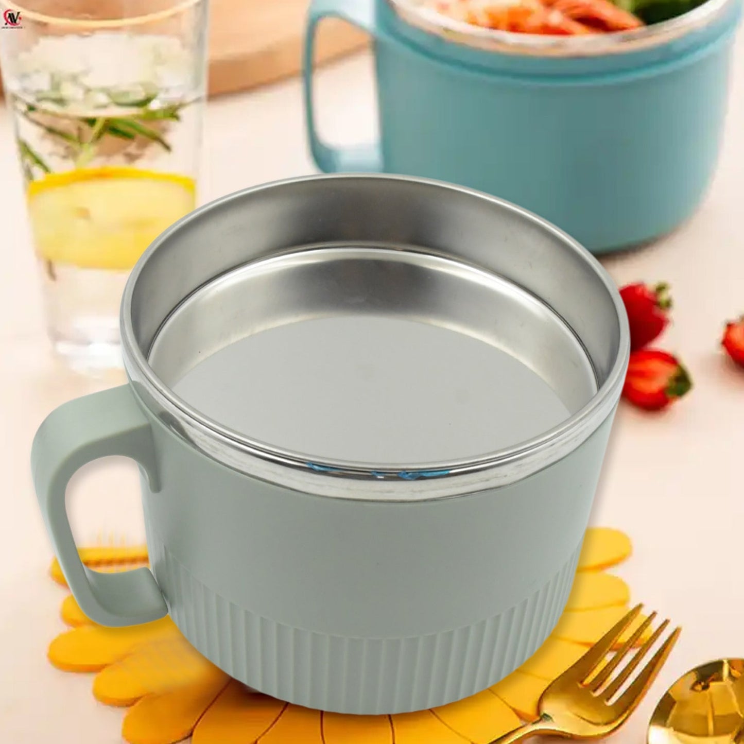 5843 Vacuum Food Flask, Insulation Large Capacity Double Layer Structure Non Slip Labor Saving and Safe Stainless Steel Inner Tank Lunch Box/ Noodle Bowl for Camping Picnic for School Office Outdoor (1 Pc)