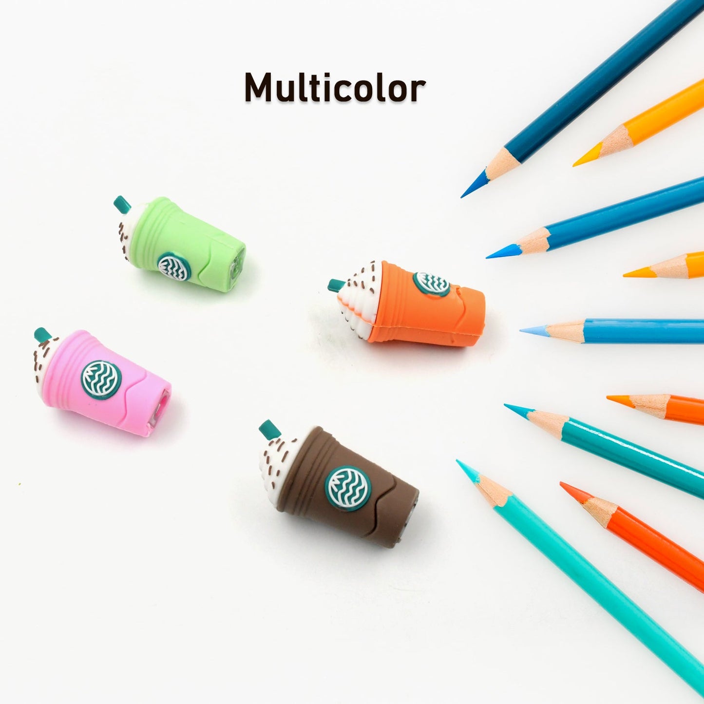 2In1 3D Cute Coffee Or Ice cream Shape sharpner Like Rotary Manual Pencil Sharpener for Kids Ice Cream Style Office School Supplies, Back to School Gift for Students,Kids Educational Stationary kit, B'Day Return Gift