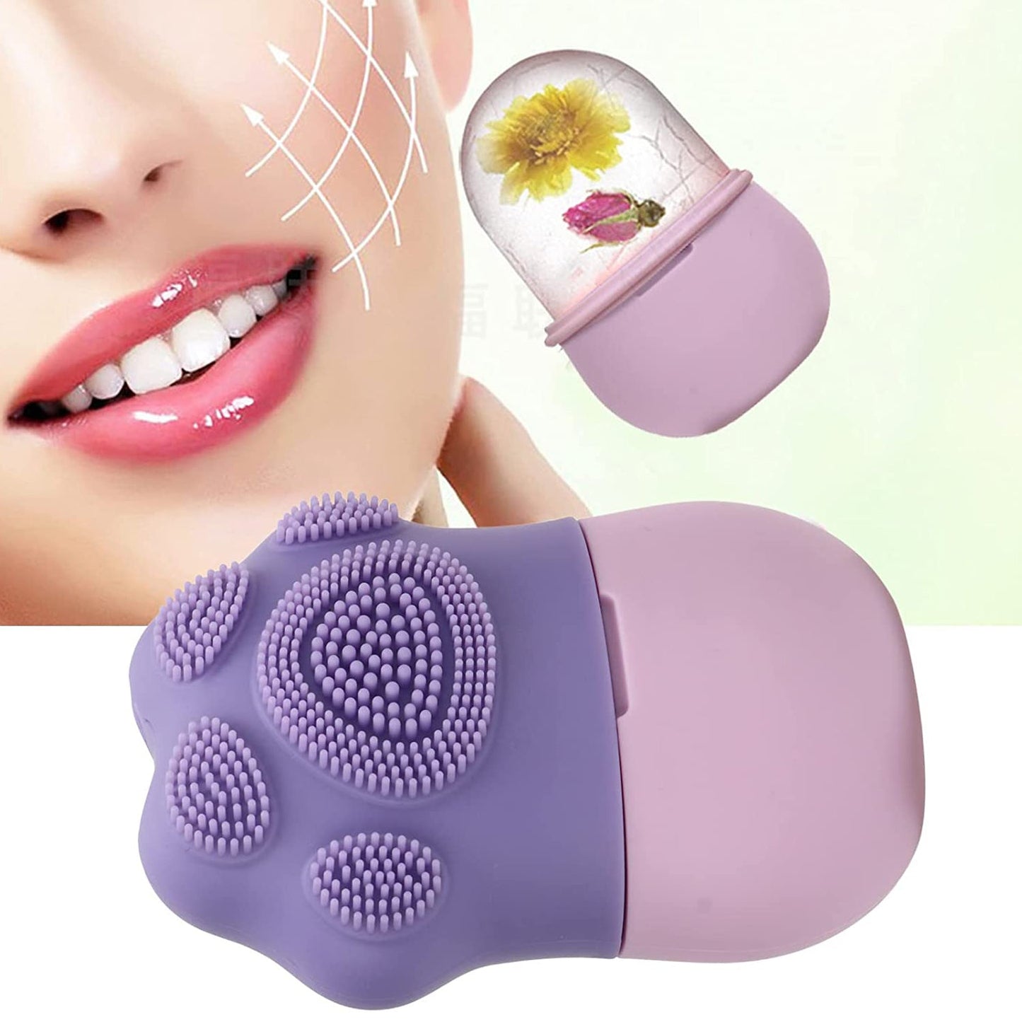 1226 Non Slip Silicone Face Ice Cubes Easy Grip New Unique Shape ice Roller Base Reusable for Beauty ( 1 pc )