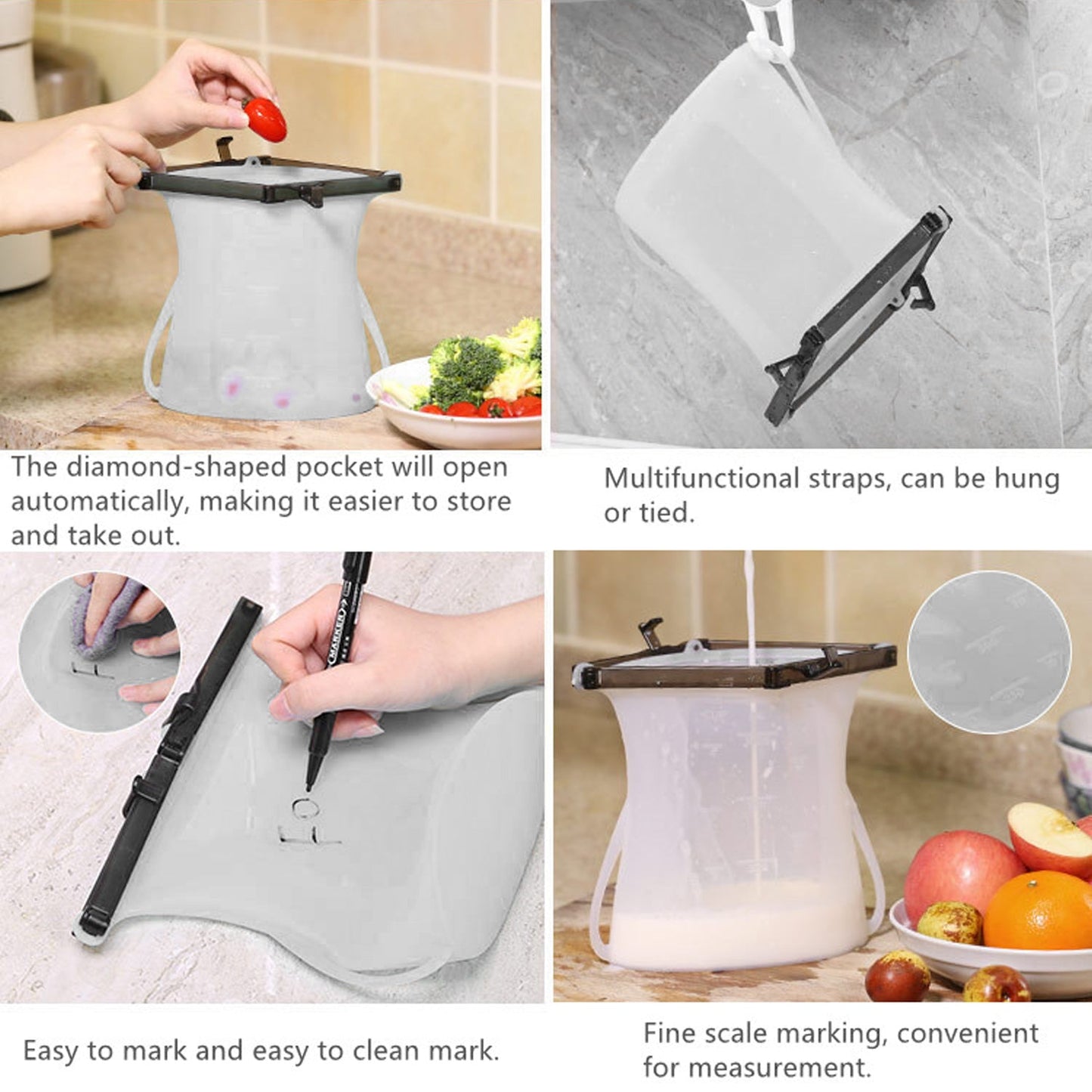 5985 Reusable Silicone Food Storage Bag, 3 Bag Set Leakproof Lock Reusable Flat Bottom Freezer Bags ,Sandwich Bags , Silicone Food Grade Kids Snack Bags , BPA Free Microwave& Dishwasher Safe (3 Pcs Set)
