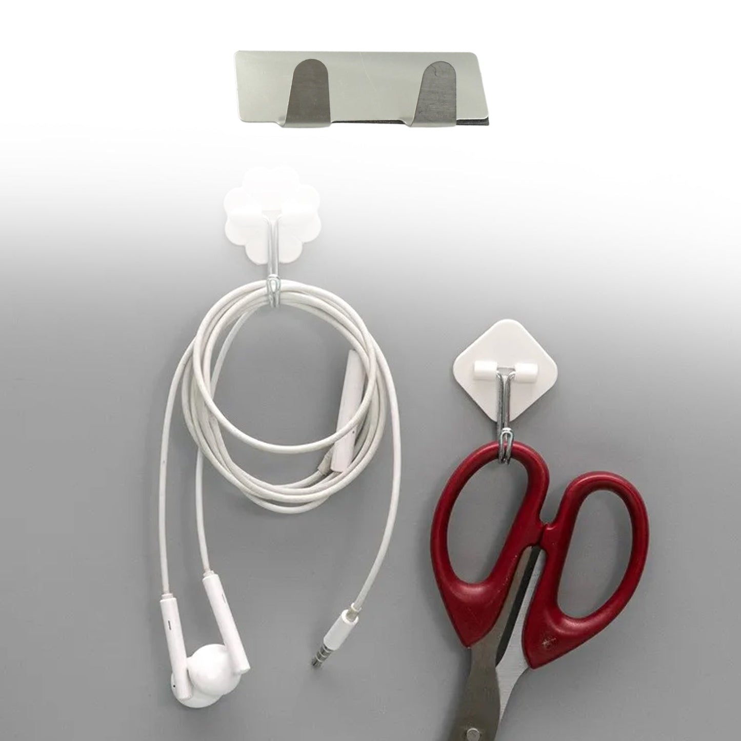 9414 Multipurpose Stainless Steel Self Adhesive Wall Hanging Hooks Sticker Hook,Suitable For: Wall Paper, Calender, Bathroom Tiles, Kitchen, Key Hange and etc Double Hook (6 Pc Set)