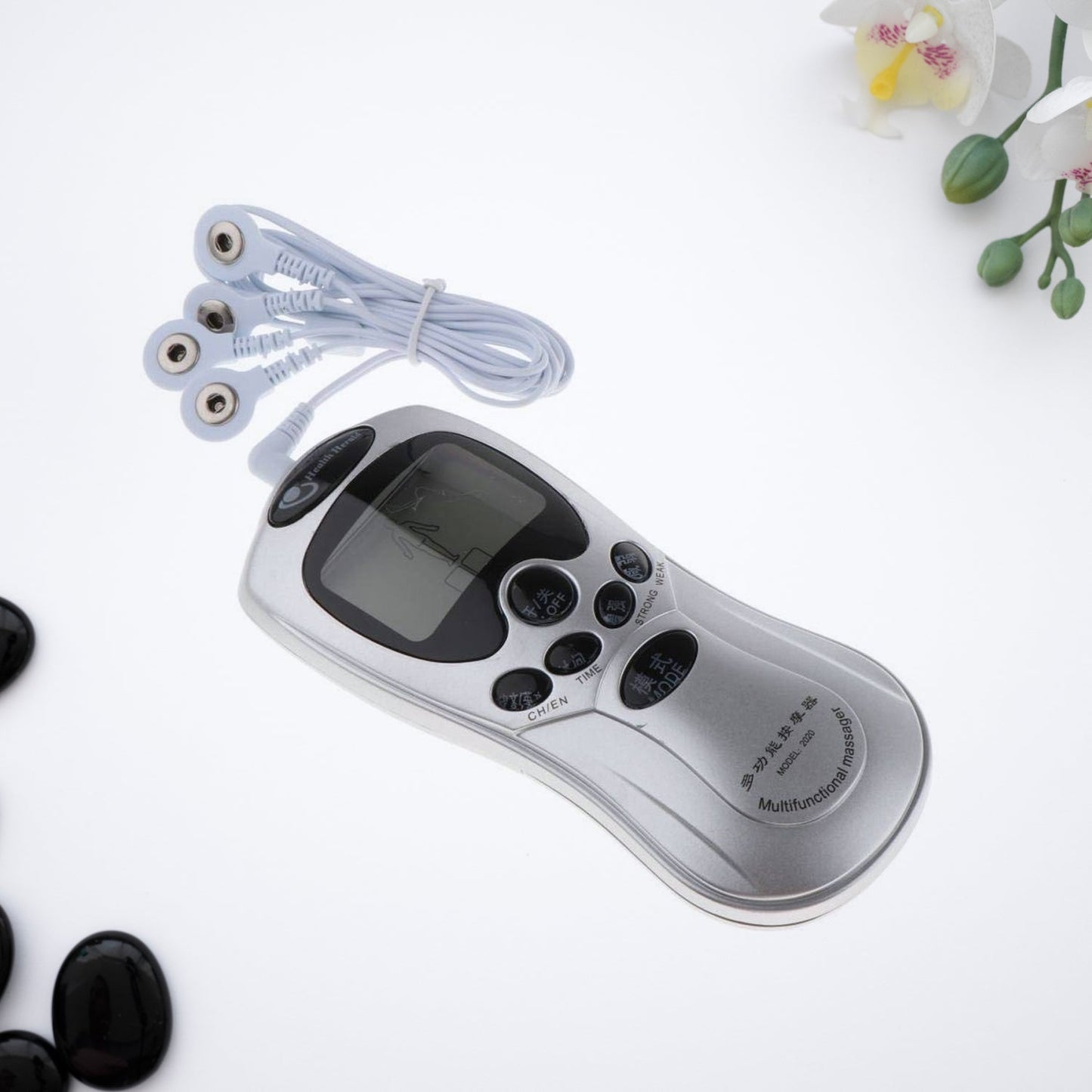 Multifunctional Massager, Health Care Digital Chinese Meridian Tens Therapy Massager Relax Body Muscle Acupuncture Machine 4 Electrode Pads & Charger Adapter and Cable, Physiotherapy, Electric Digital Therapy neck back Mane Massage