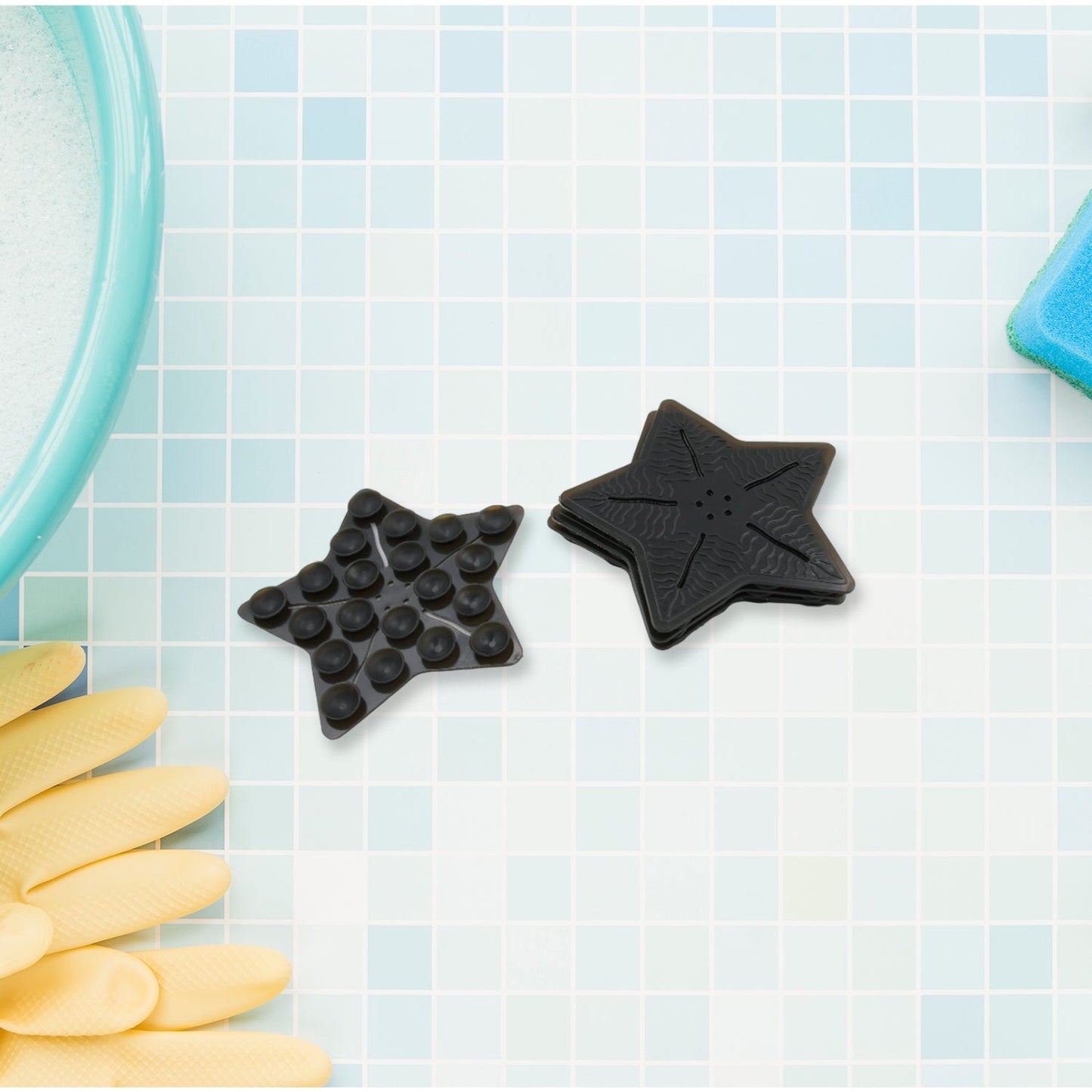 Mini Pvc Anti-Slip Bat Mat Non Slip Baby Bath Mats, Mini Child Safety Anti Slip Shower Mats Star,& Leaf Shaped for Kids (4 pc Set)