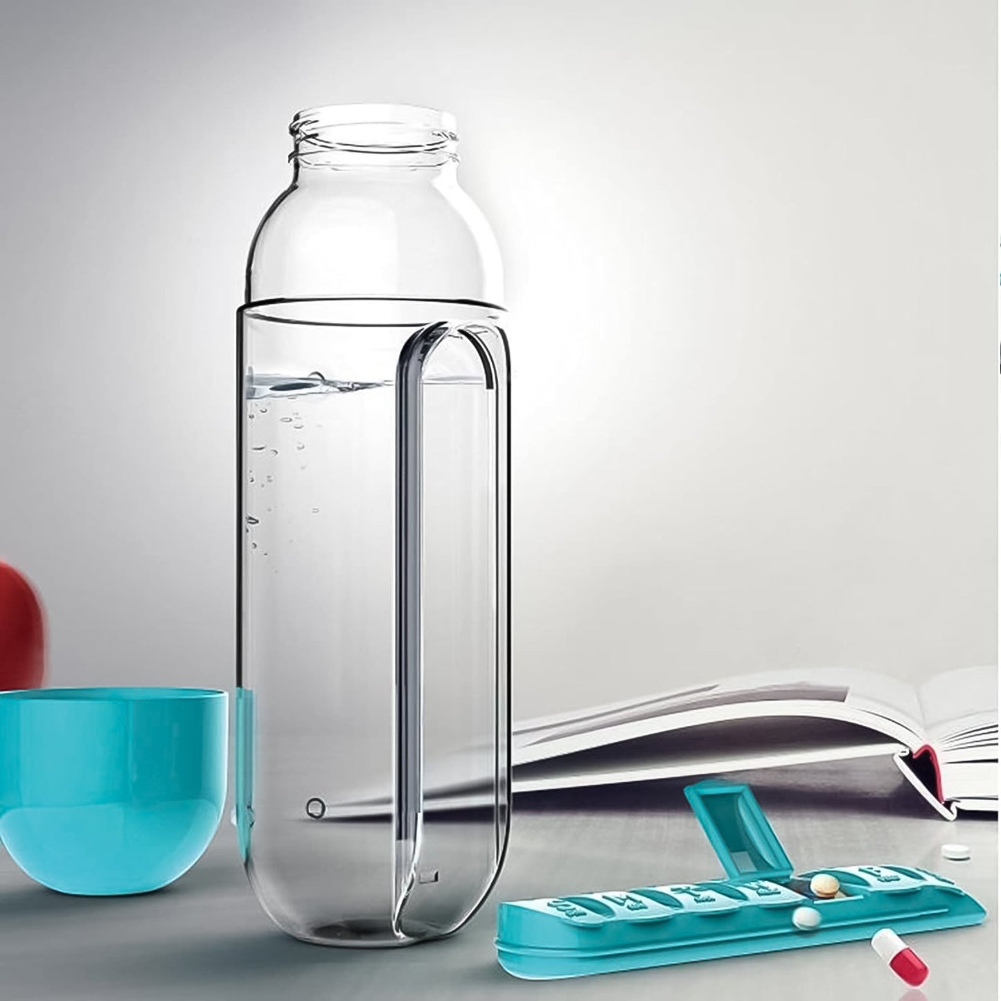 Pill & Vitamin Bottle, Water Bottle Multi Functional Use for Traveling & Outdoor Use Water Bottle, Travelling kit, Summer Special Bottle (600 Ml / Mix Color )
