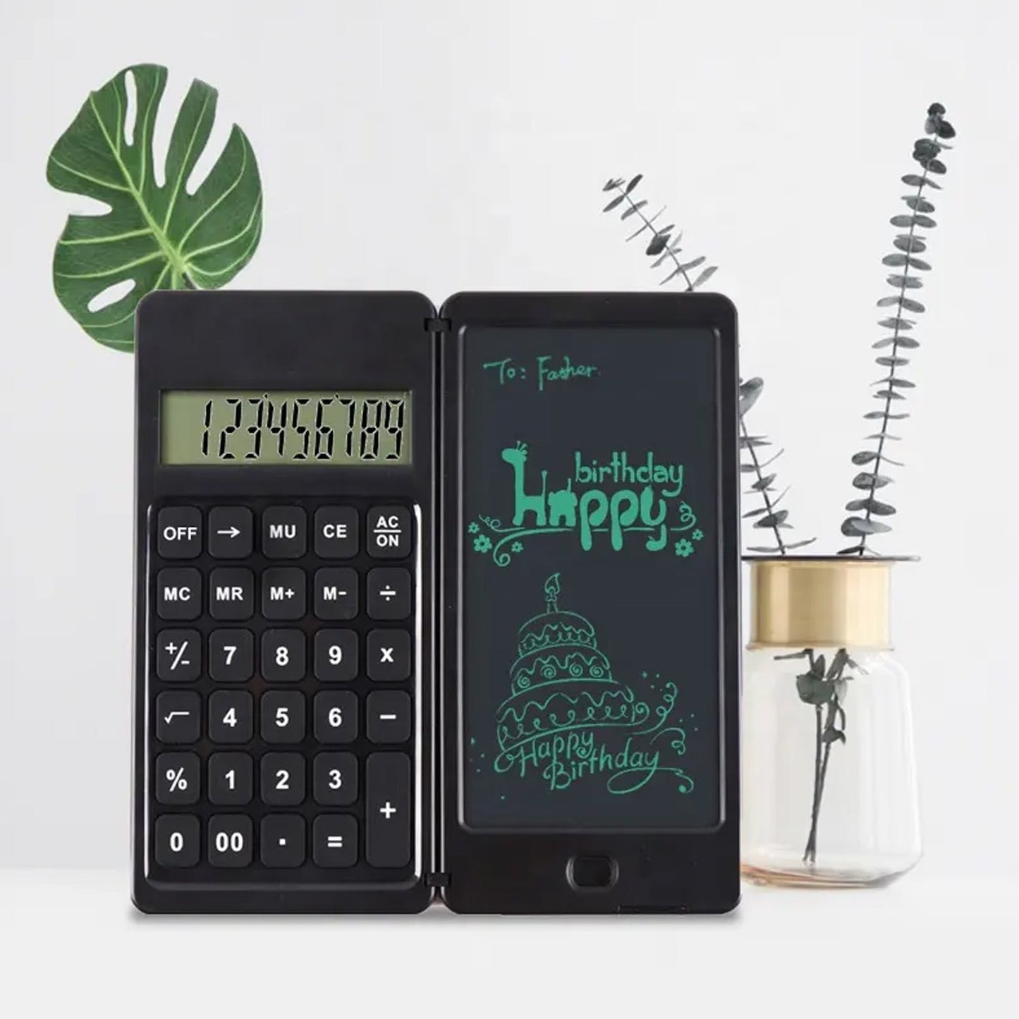 Foldable Calculator With 6 Inch LCD Tablet Digital Drawing Pad Stylus Pen Erase Button Lock Function Smart Calculator -01