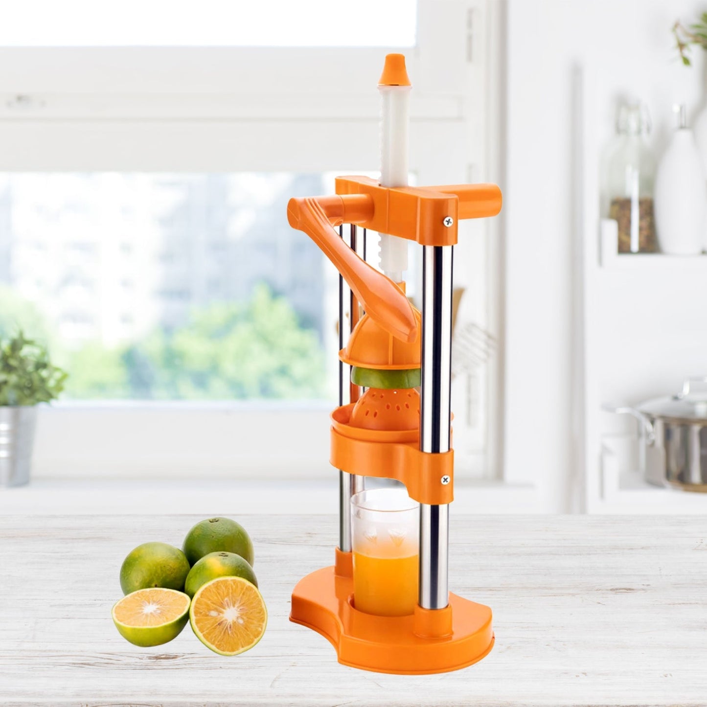 7128 Hand Pressure Juicer With Glass Manual Cold Press Juice Machine Instant Make Juice Squeezer, Fruits Juicer, Juice Maker, Orange Juice Extractor For Fruits & Vegetables, Orange