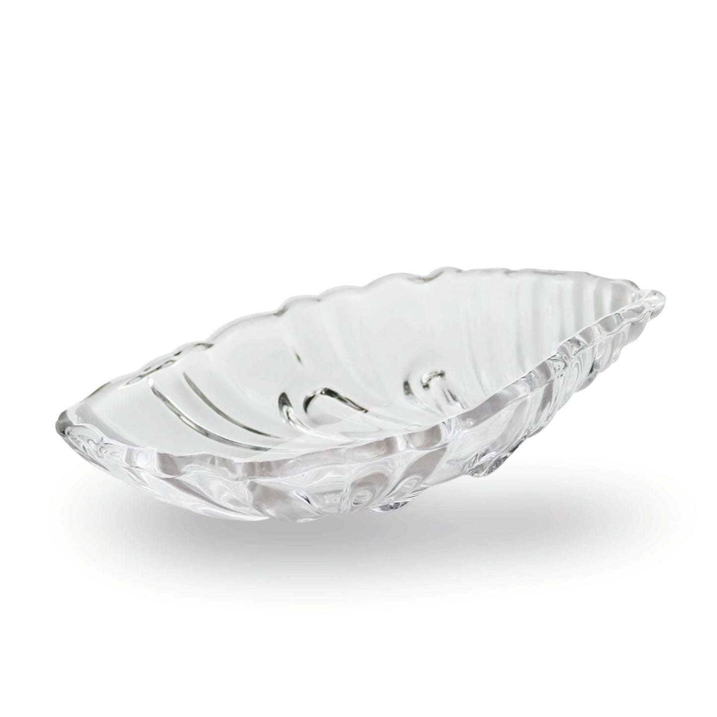2354 Leaf shaped Glass Serve tray of snacks, Mukhwaas, and ice cream.