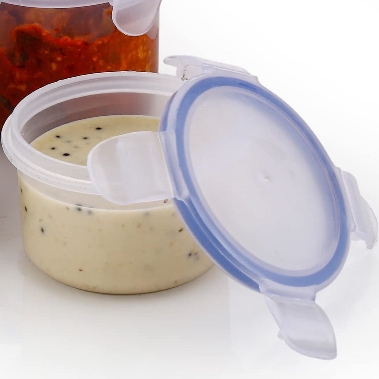 5830 Plastic Liquid Round Airtight Food Storage Container with Leak Proof Locking Lid BPA Free Container for Kitchen, 5 Pcs Set Transparent, ( Approx Capacity 110 ml,160 ml,210 ml,400 ml,500 ml)