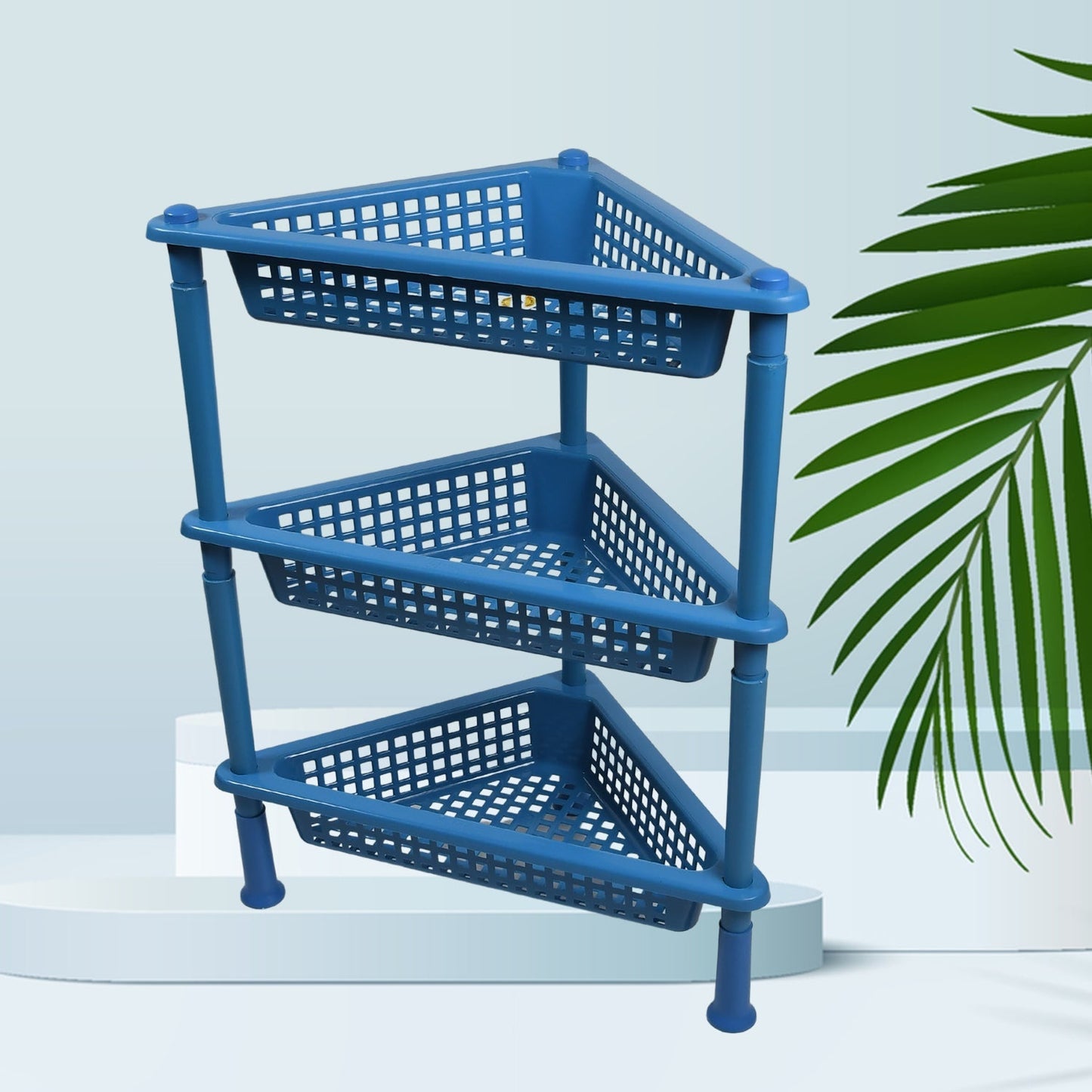 2812 Triangle Storage Plastic 3-Tier Rack Shelf For Kitchen, Living Room, Bathroom, Office