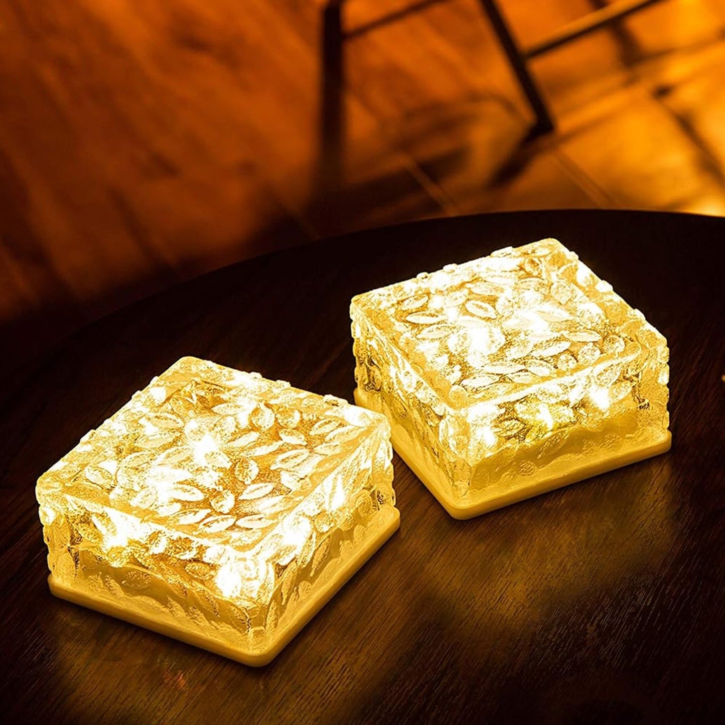 8557 Solar Ice Cube Shaped Garden Light, Ice Cube Shaped Garden Warm Light Outdoor Solar Garden Decorative Lights for Walkway Pathway Backyard Christmas Decoration Parties