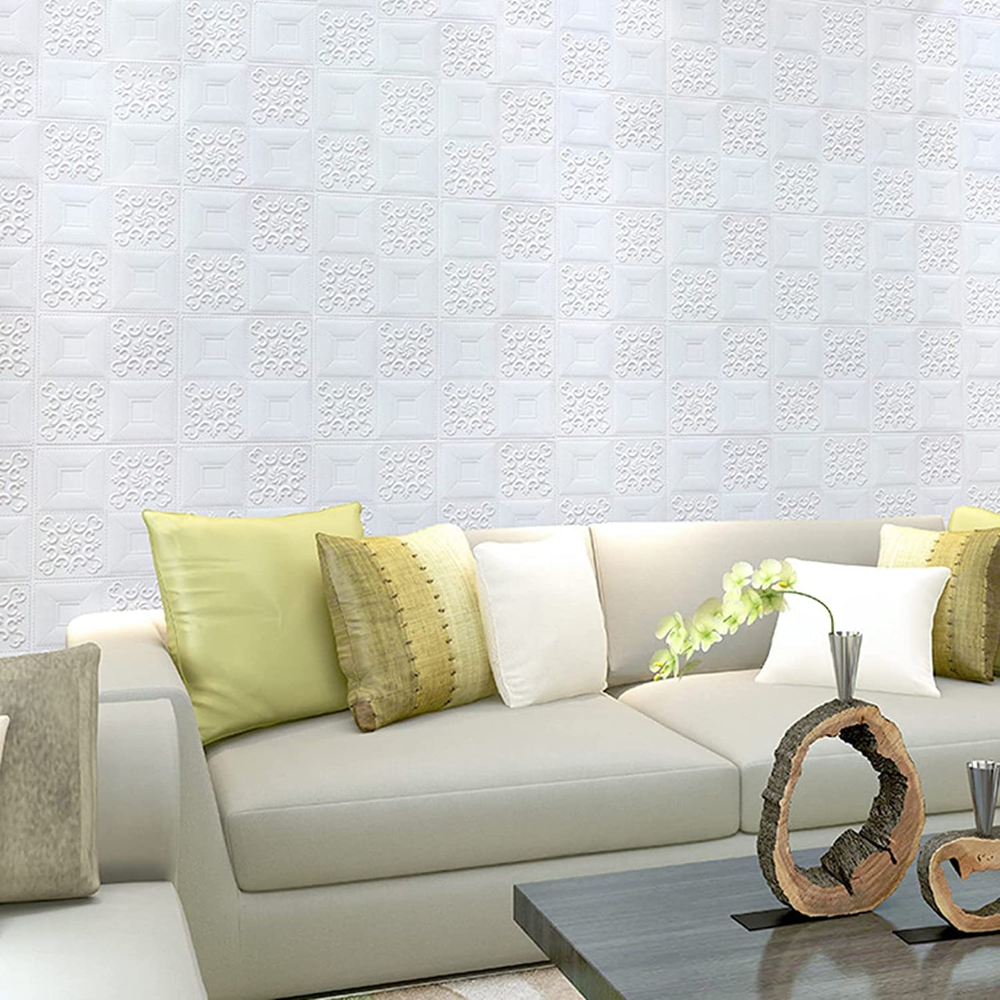 9277 Stone Design Wallpaper 3D Foam Wallpaper Sticker Panels I Ceiling Wallpaper For Living Room Bedroom I Furniture, Door I Foam Tiles (Blue Color)