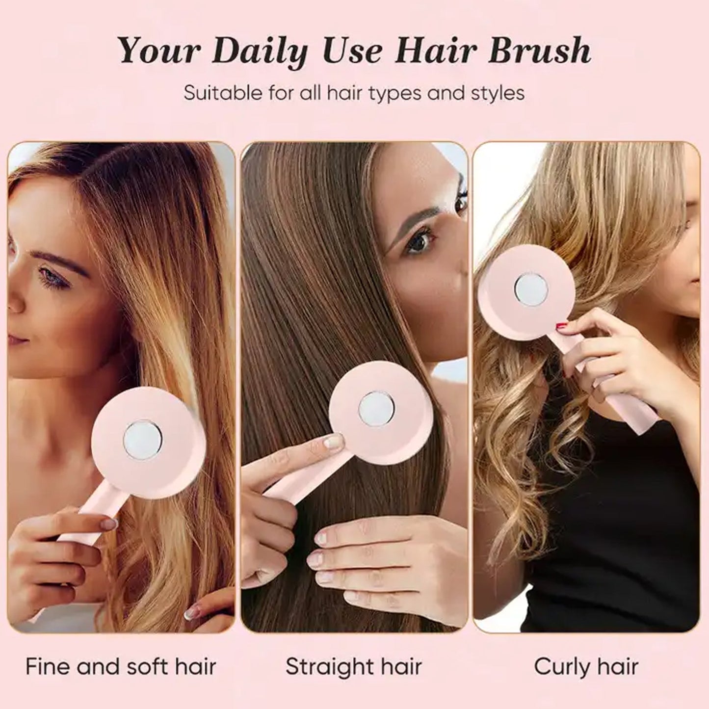 6034 Air Cushion Massage Brush, Airbag Massage Comb with Long Handle, Self-Cleaning Hair Brush, Detangling Anti-Static for All Hair