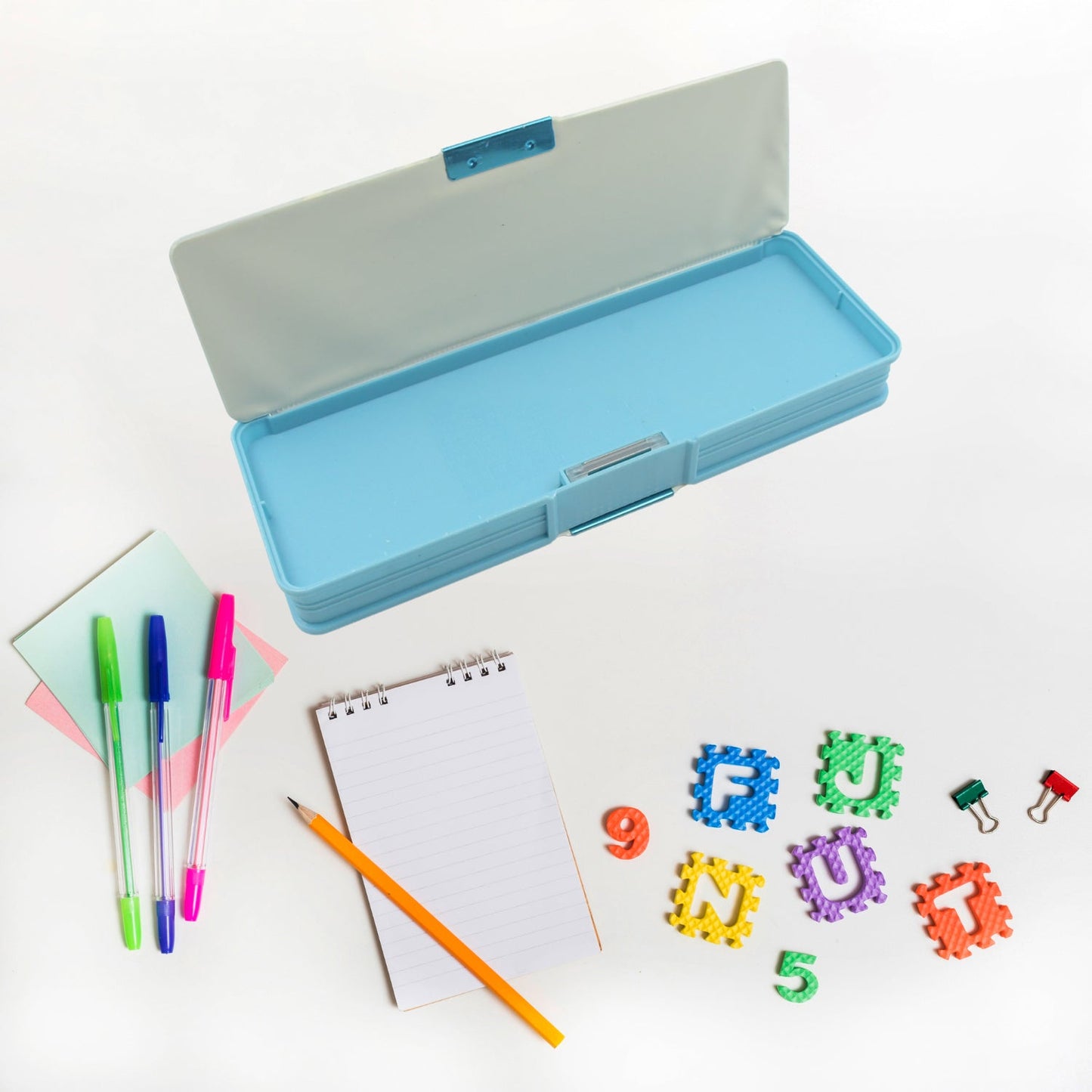 Double Sided Magnetic Geometry Box, Pencil Box with Calculator for Boys Art Plastic Pencil Box for Girls and Boys