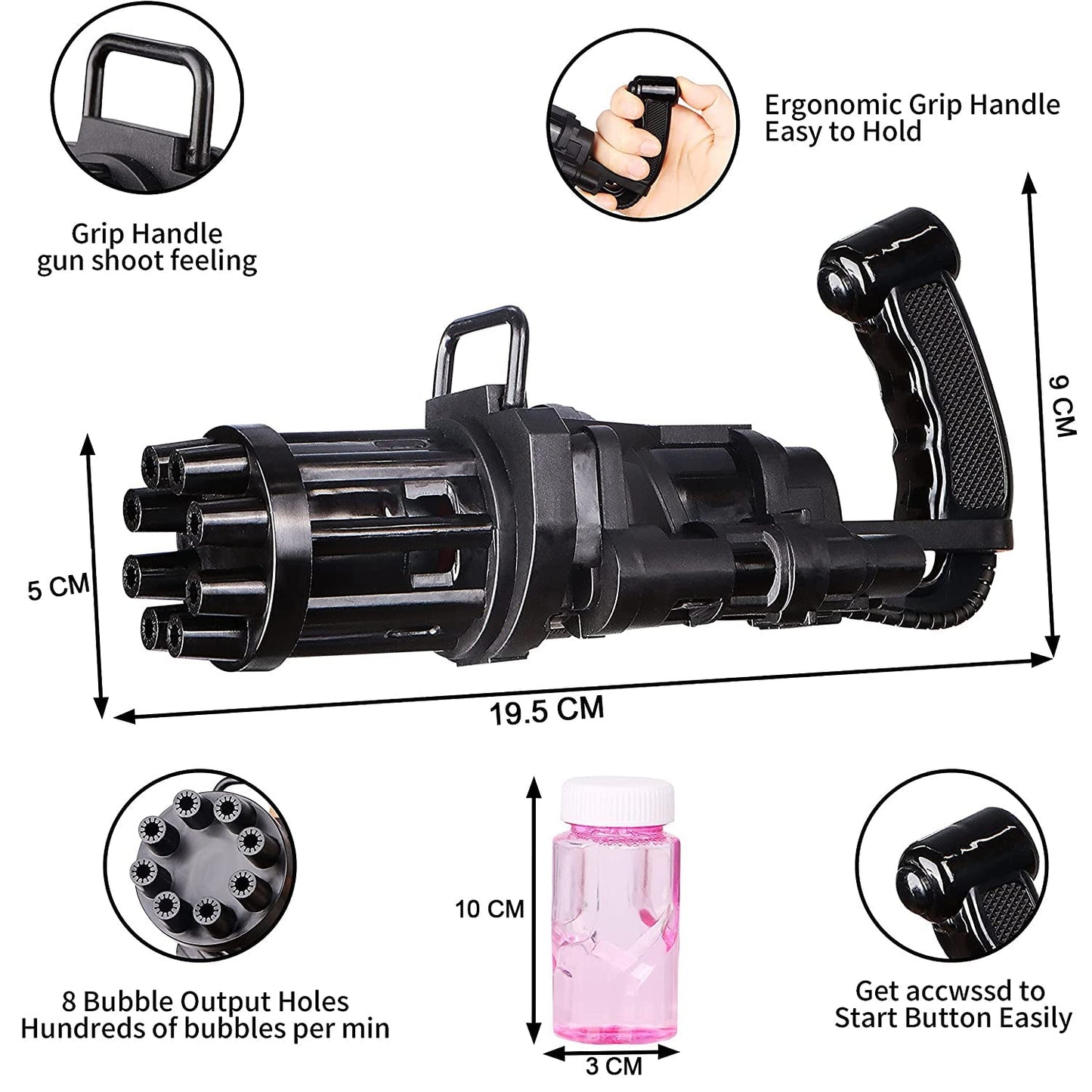 8028 8-Hole battery operated Bubbles Gun Toys for Boys and Girls