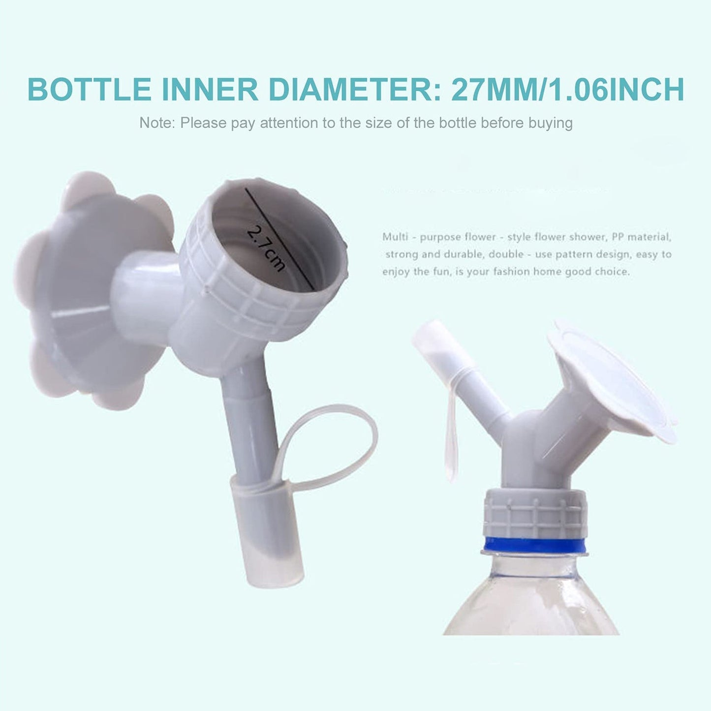 4978 2 in 1 Bottle Cap Sprinkler Dual Head Bottle Watering Spout Double Ended Bottle Watering Nozzle Watering Can Nozzle for Indoor Seedlings Plant Garden Tool