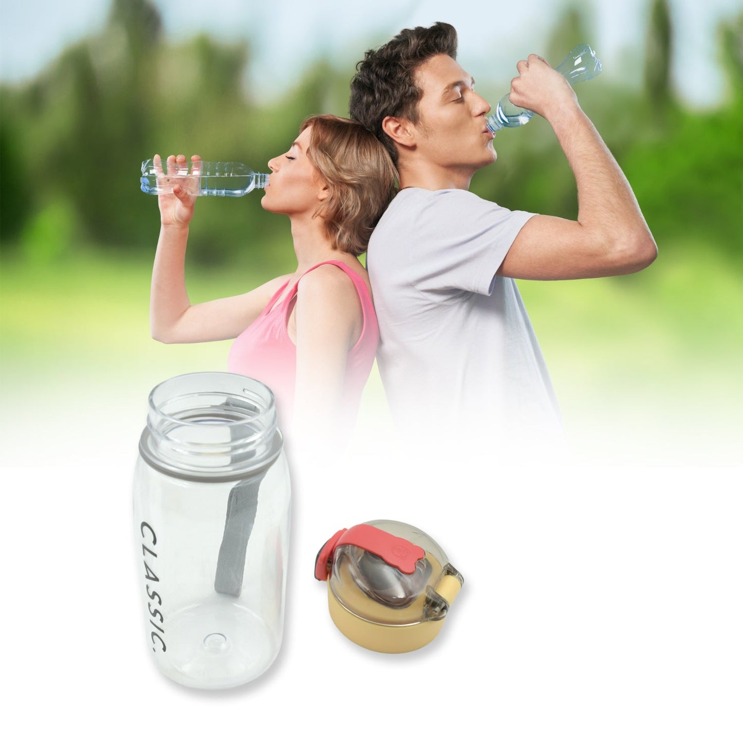 12556 Outdoor Sport Plastic water bottle 350ml leak proof BPA-free for travel cold and hot water Plastic water bottle with daily water intake for gym and children, Home, Travel, Office Use (350ml)