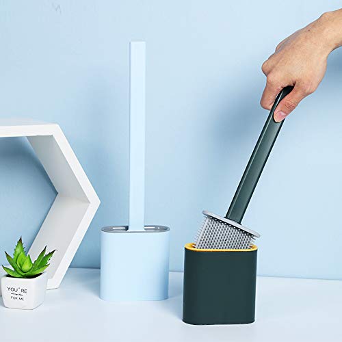 1410 Silicone Toilet Brush with Holder Stand for Bathroom Cleaning