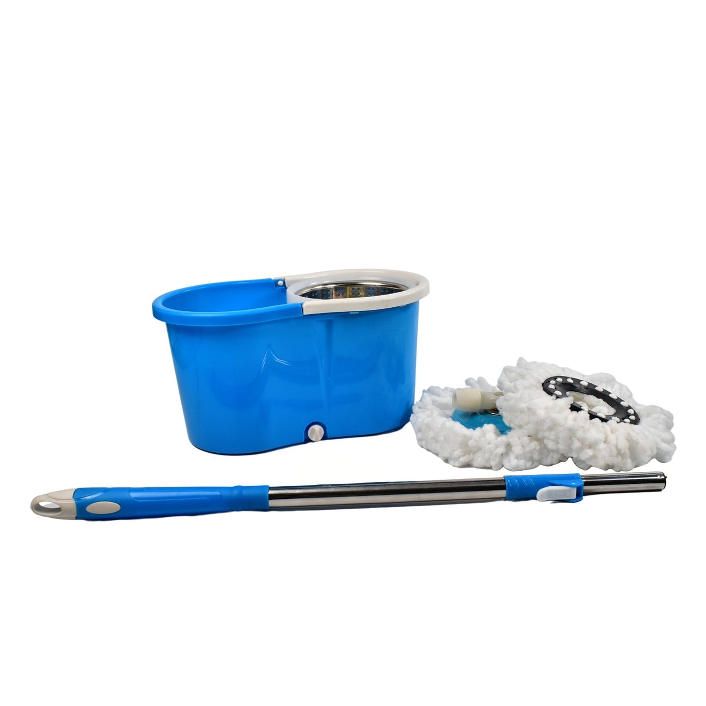 0837 Spin Floor Cleaning Easy Advance Tech Bucket Mop and Rotating Steel Pole Head with 2 Microfiber Refill Heads for Household Floor Cleaning (MOQ :- 25pc)