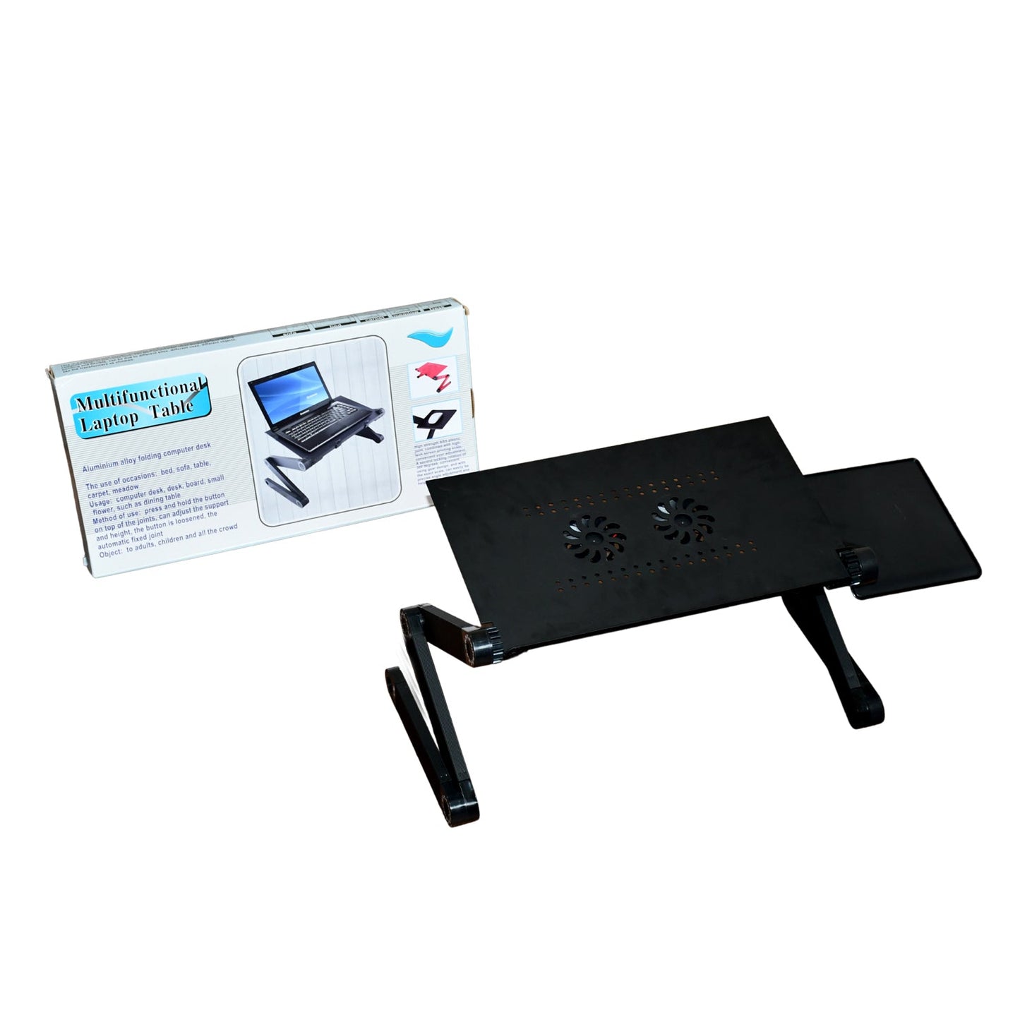 Modern Style Portable Adjustable Foldable Laptop Holder Notebook Desks Lap PC Folding Desk Table Vented Stand 2 Built in Cooling Fans