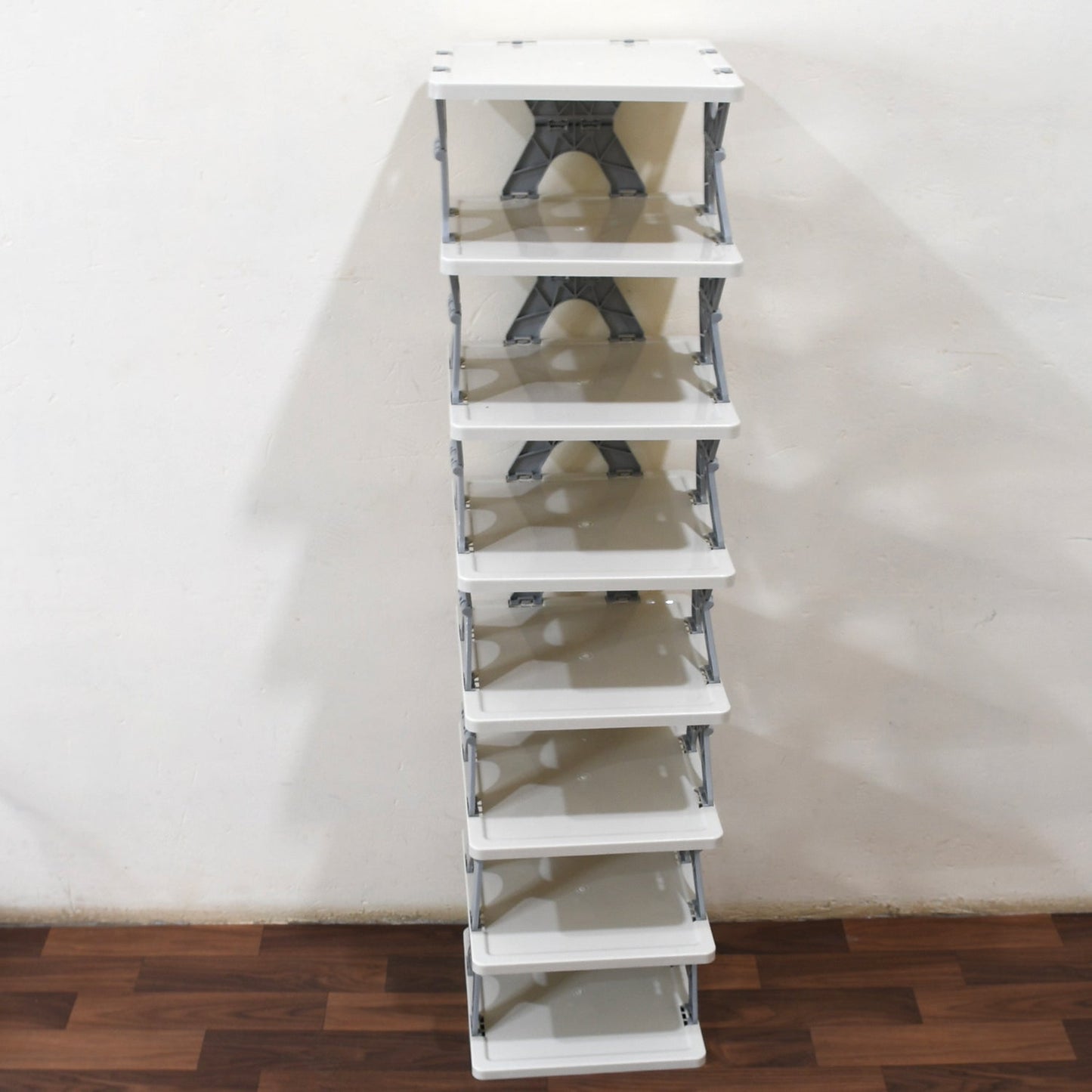 9098 SMART SHOE RACK WITH 8 LAYER SHOES STAND MULTIFUNCTIONAL ENTRYWAY FOLDABLE & COLLAPSIBLE DOOR SHOE RACK FREE STANDING HEAVY DUTY PLASTIC SHOE SHELF STORAGE ORGANIZER NARROW FOOTWEAR HOME