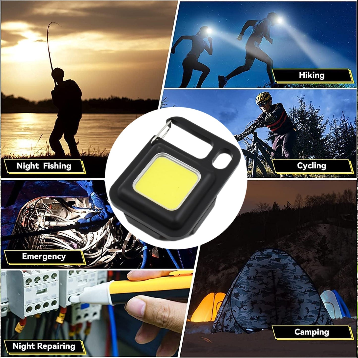 LED Battery Operated Keychain Flashlight Small Work Light with Folding Bracket Bottle Opener for Camping, Hiking, Emergency (1 Pc / MOQ :- 36 Pcs)