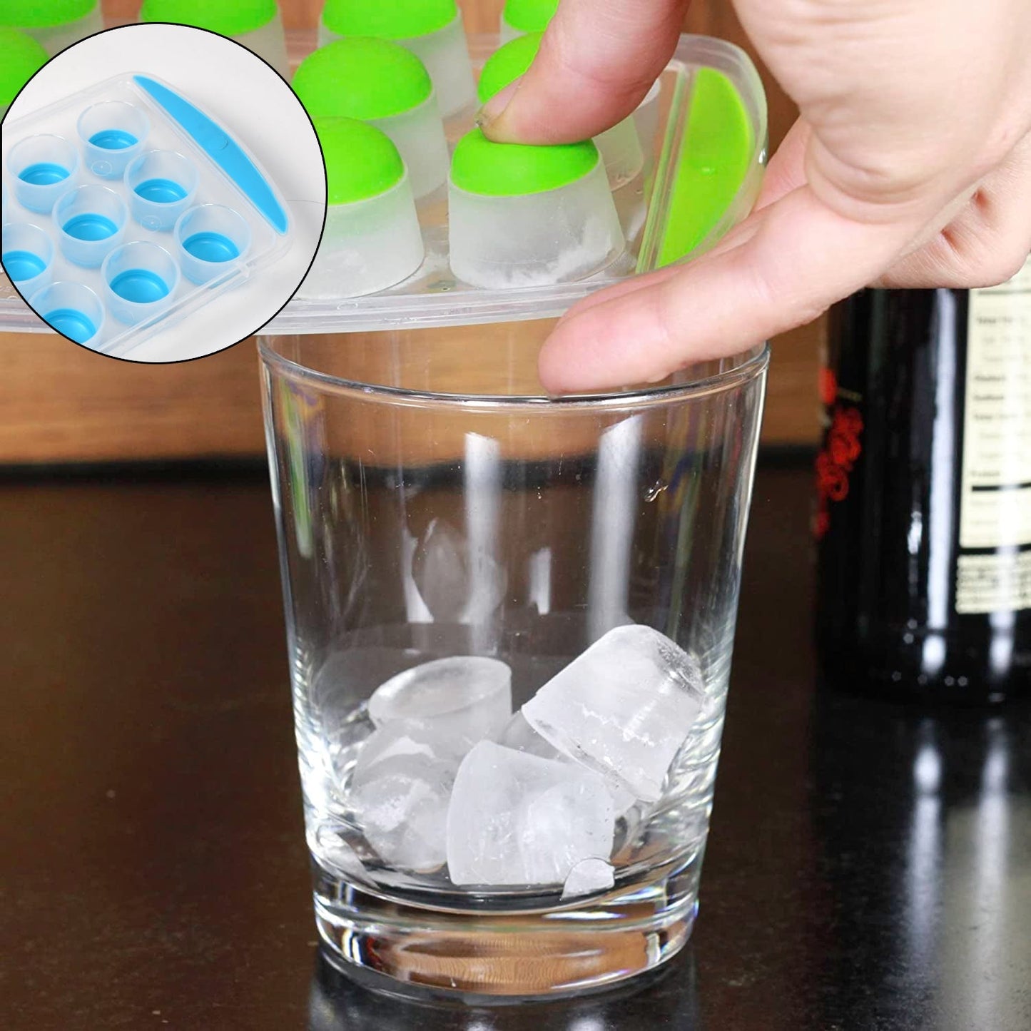 Smart Push Pop Out Round Shape Mini Ice Cube Trays with Flexible Silicone Bottom | Round Shape Silicone Chocolate Mold Maker Ice Cube Tray Freeze Mold