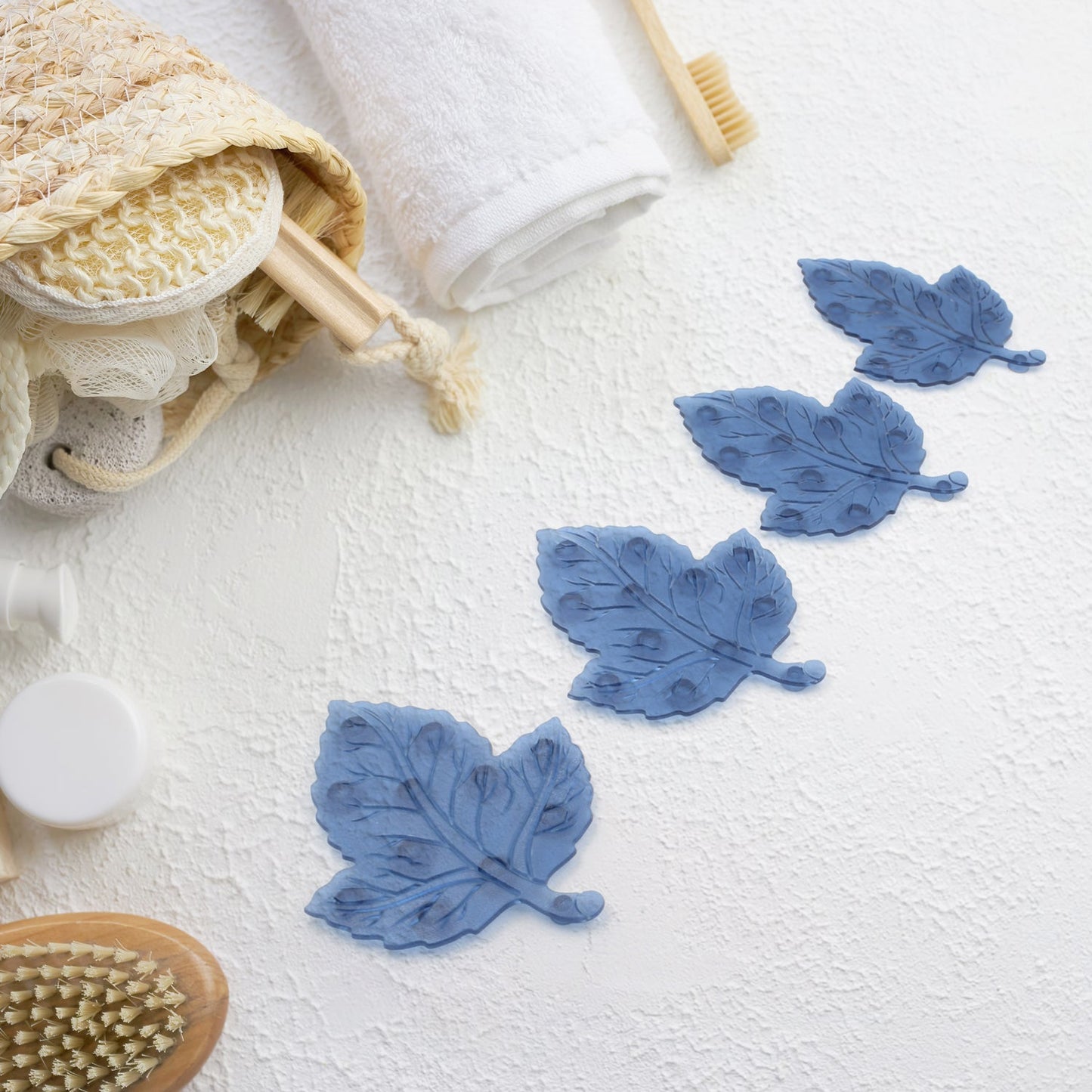 Mini Pvc Anti-Slip Bat Mat Non Slip Baby Bath Mats, Mini Child Safety Anti Slip Shower Mats Star,& Leaf Shaped for Kids (4 pc Set)