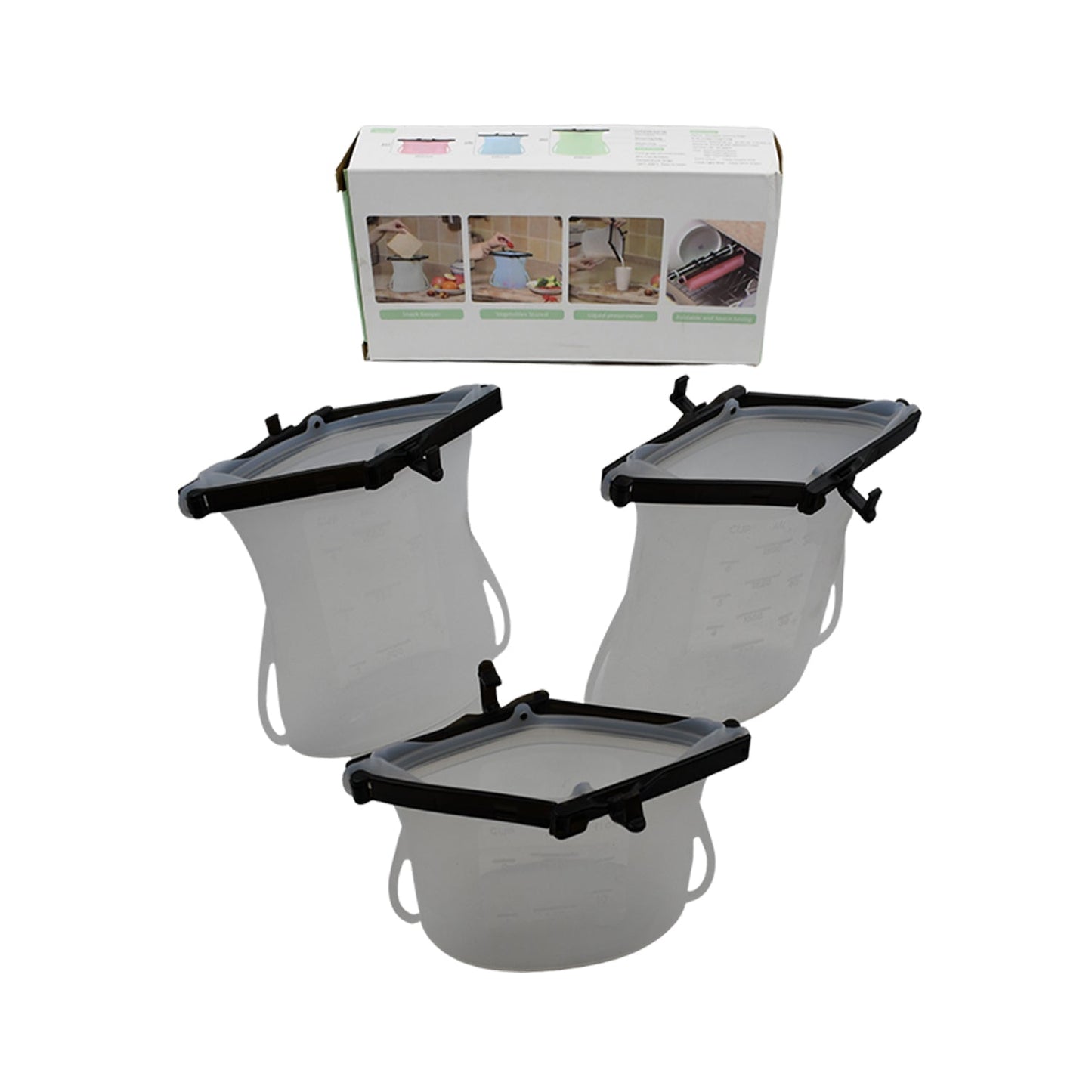 5985 Reusable Silicone Food Storage Bag, 3 Bag Set Leakproof Lock Reusable Flat Bottom Freezer Bags ,Sandwich Bags , Silicone Food Grade Kids Snack Bags , BPA Free Microwave& Dishwasher Safe (3 Pcs Set)
