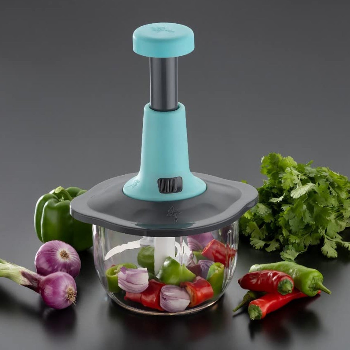 5329 Push Chopper Manual Food Chopper and Hand Push Vegetable Chopper, Cutter, Mixer Set for Kitchen with 3 Stainless Steel Blade