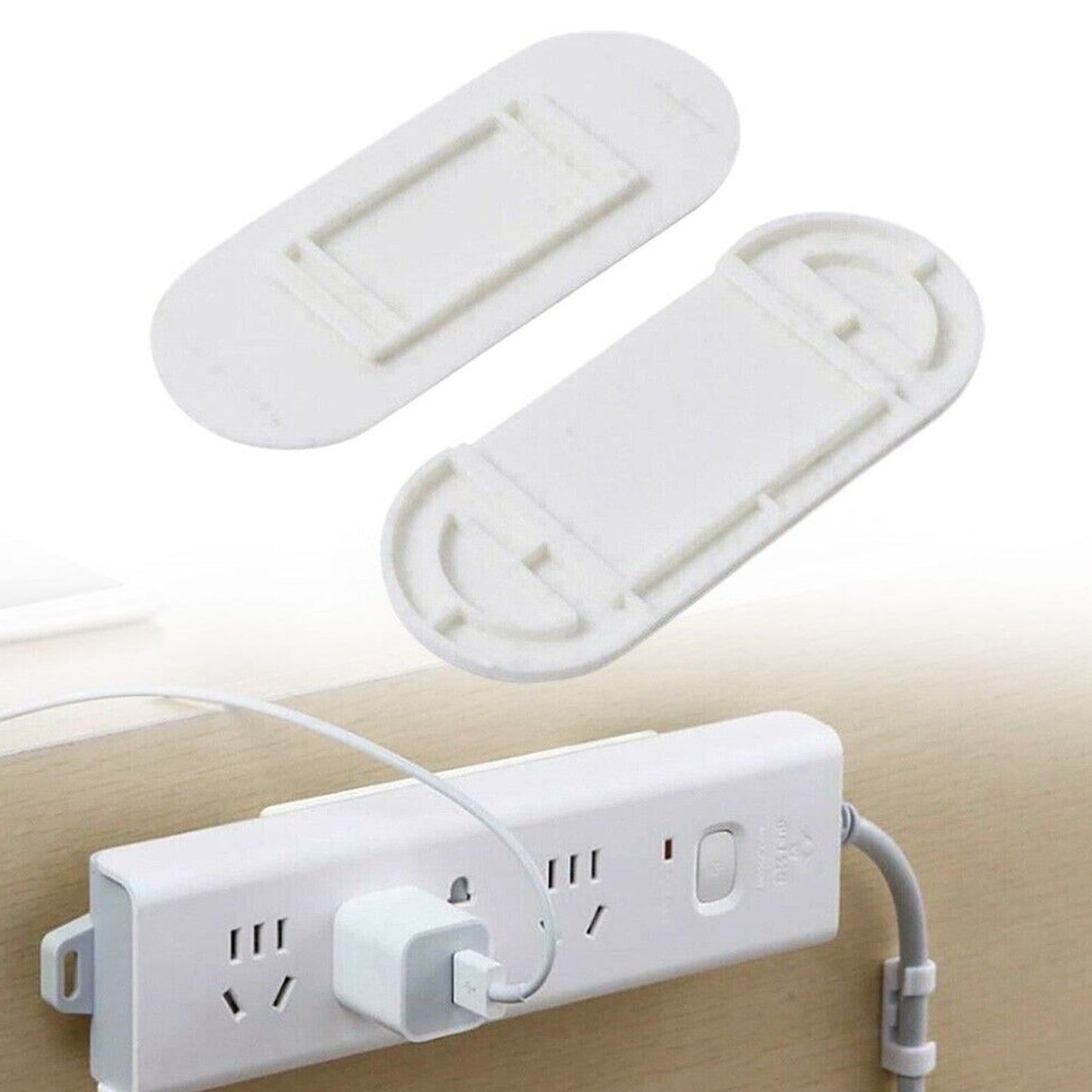 Self Adhesive No Hole Wall Mount, Reusable, Non Residue Plug Organizer For Home Office & Multiuse Device, Wall Socket Holder Power Strip Holder Wall Mount Wall Hanging