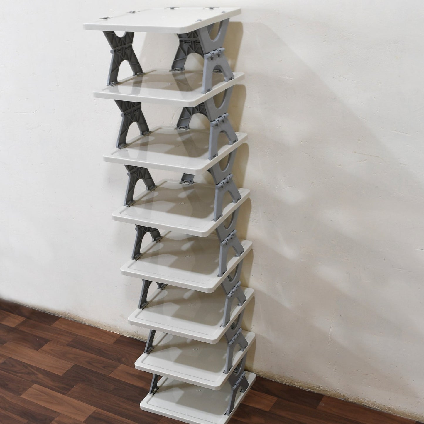 9098 SMART SHOE RACK WITH 8 LAYER SHOES STAND MULTIFUNCTIONAL ENTRYWAY FOLDABLE & COLLAPSIBLE DOOR SHOE RACK FREE STANDING HEAVY DUTY PLASTIC SHOE SHELF STORAGE ORGANIZER NARROW FOOTWEAR HOME