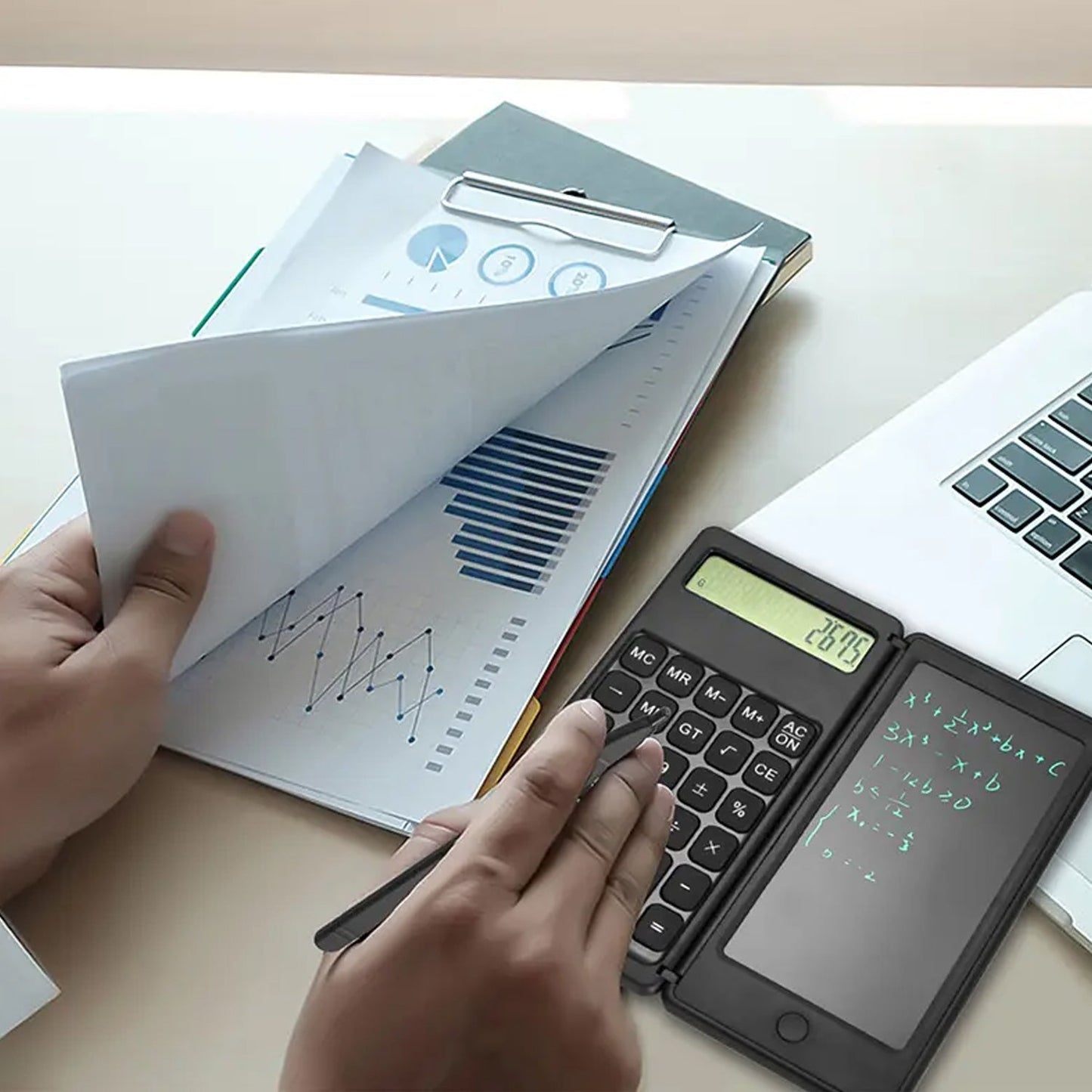 Foldable Calculator With 6 Inch LCD Tablet Digital Drawing Pad Stylus Pen Erase Button Lock Function Smart Calculator -01