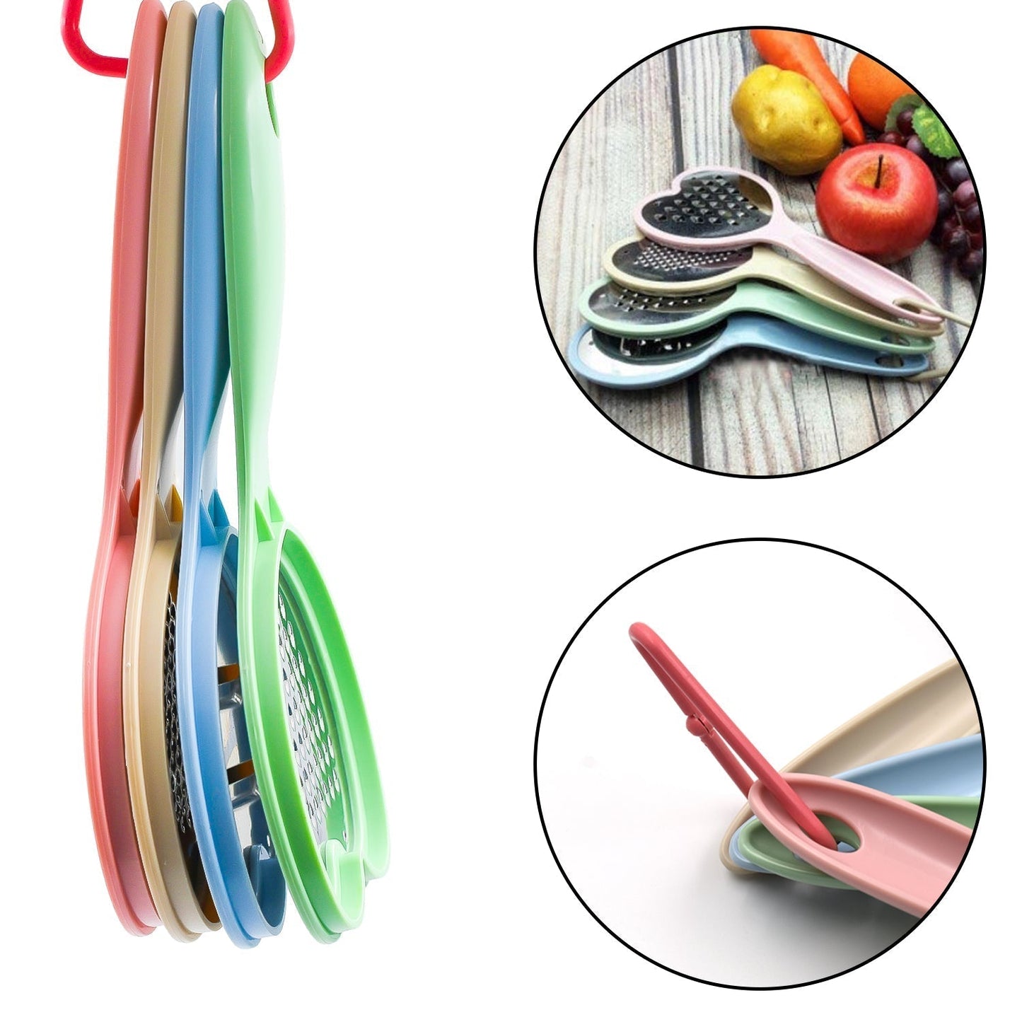 2587a Heart Grater Set and Heart Grater Slicer Used Widely for Grating and Slicing of Fruits, Vegetables, Cheese Etc. Including All Kitchen Purposes.