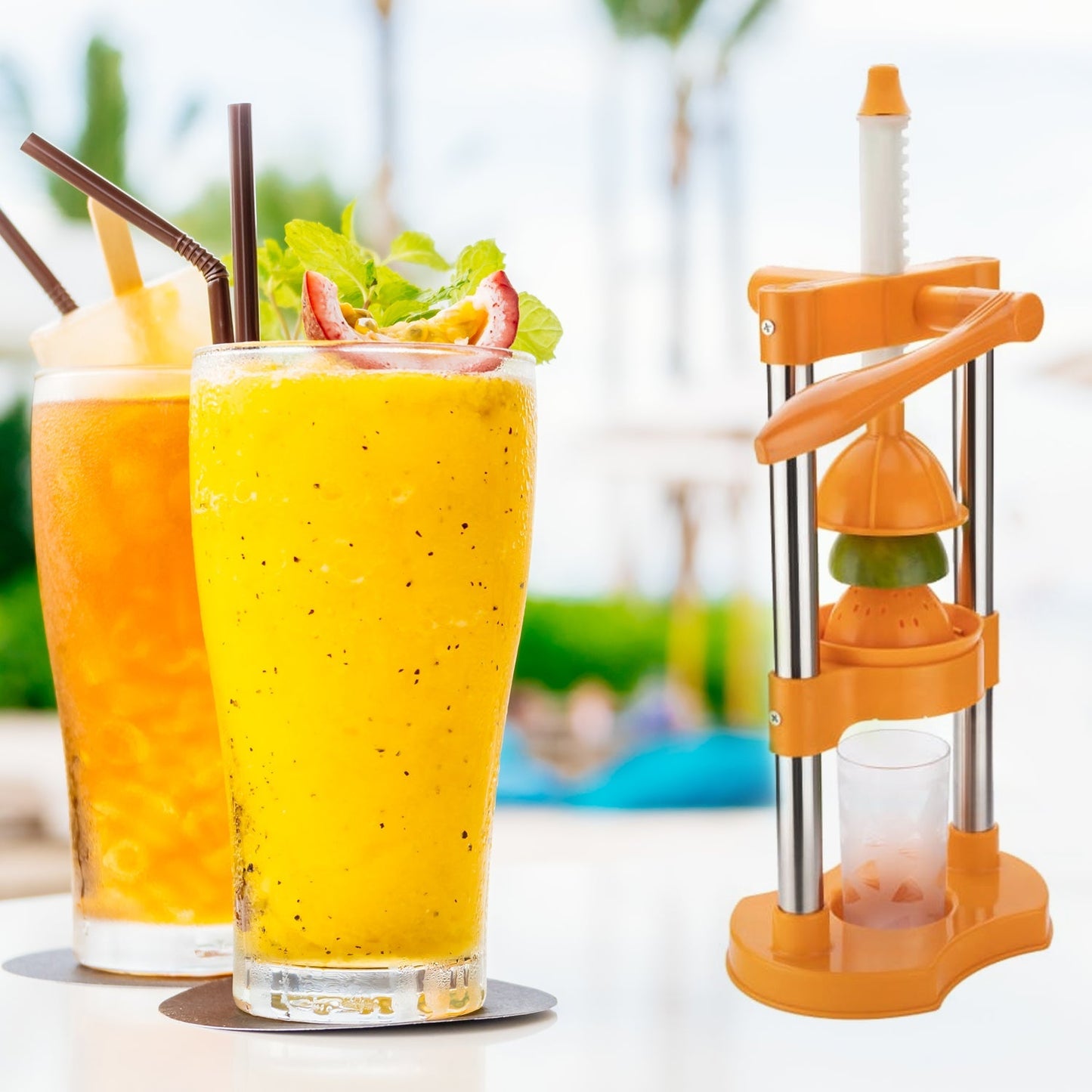7128 Hand Pressure Juicer With Glass Manual Cold Press Juice Machine Instant Make Juice Squeezer, Fruits Juicer, Juice Maker, Orange Juice Extractor For Fruits & Vegetables, Orange