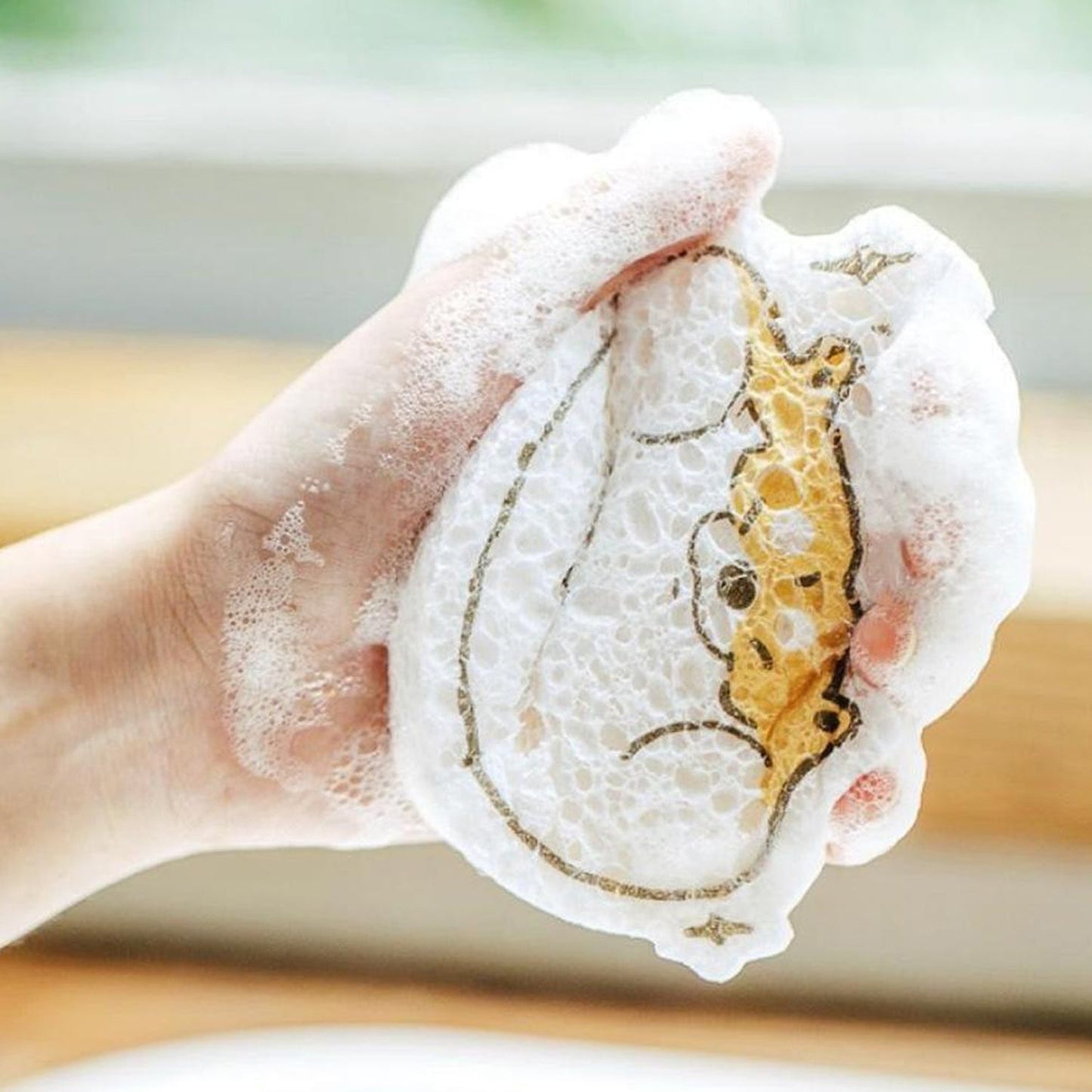 6428 Compressed Wood Pulp Sponge. Creative Cartoon Design Scouring Pad Dishwashing Absorbing Pad. Kitchen Cleaning Tool.