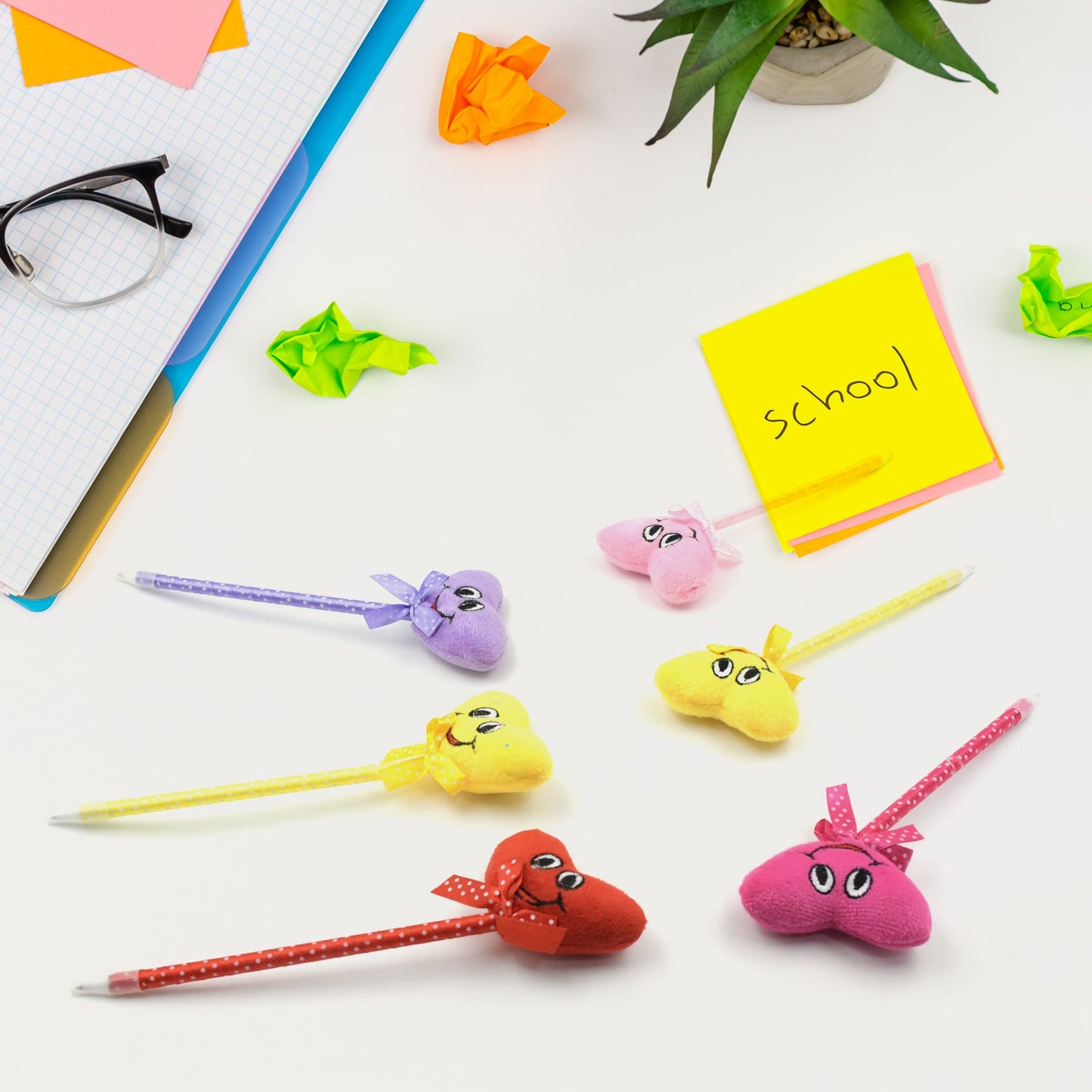 4292 Cute Cartoon Shape & Heart Design Facy Writting Pen Attached Rattle | Ball Pen Smooth Writing For Wedding , Events & Multiuse Pen Best Pen l Use for Kids (12 Pcs Set Mix Design & Color)
