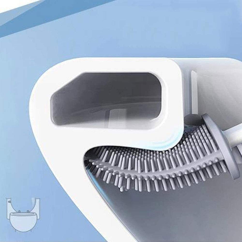 1410 Silicone Toilet Brush with Holder Stand for Bathroom Cleaning